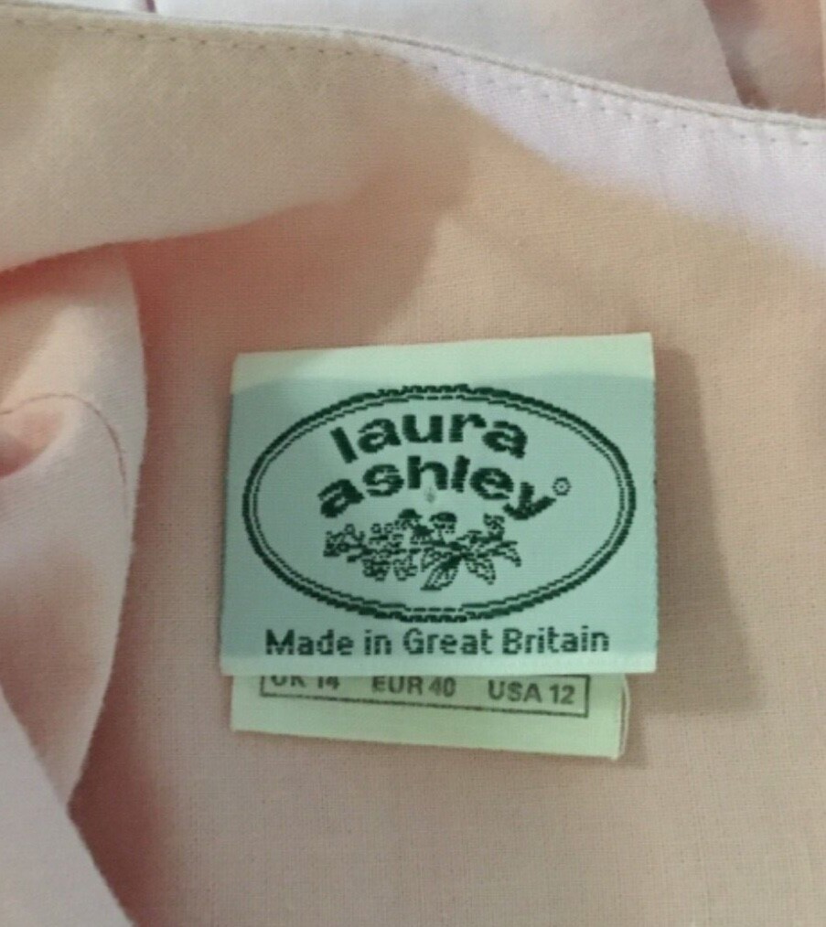 LAURA ASHLEY MIDI DRESS SIZE 12 SOLID PALE PINK SS BACK BUTTON SIDE ZIP CTN EUC