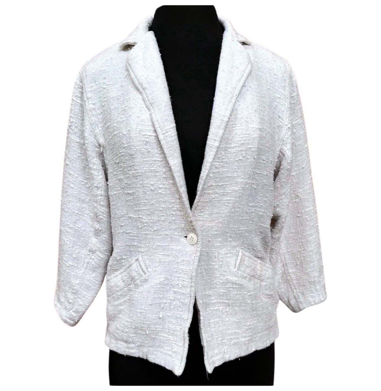 Vintage 1960s Carson Pirie Scott Ivory Boucle Tweed Single Button Blazer Size S
