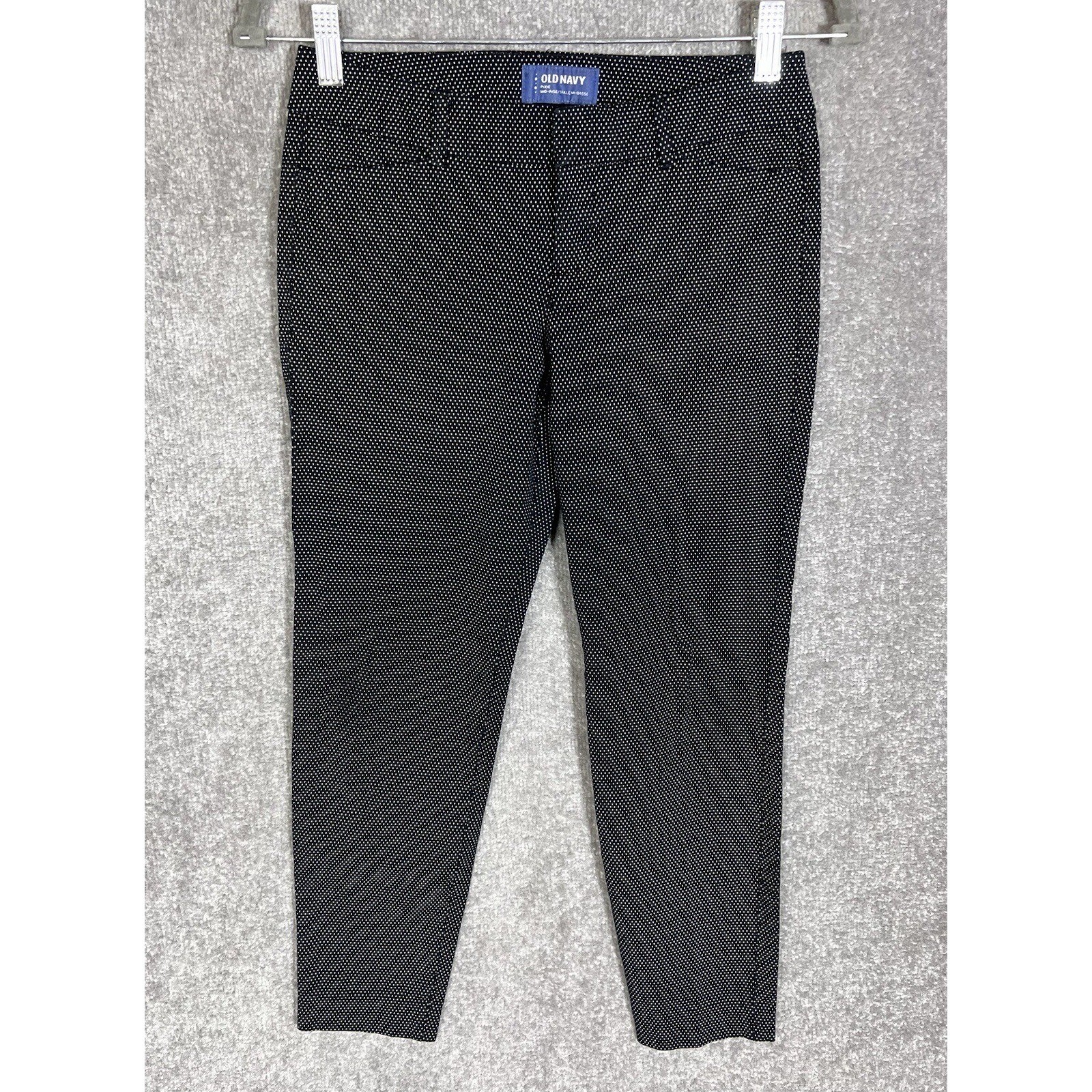 Old Navy Pixie Ankle Pants Womens Size 2 Black Polka Dot Stretch Pockets