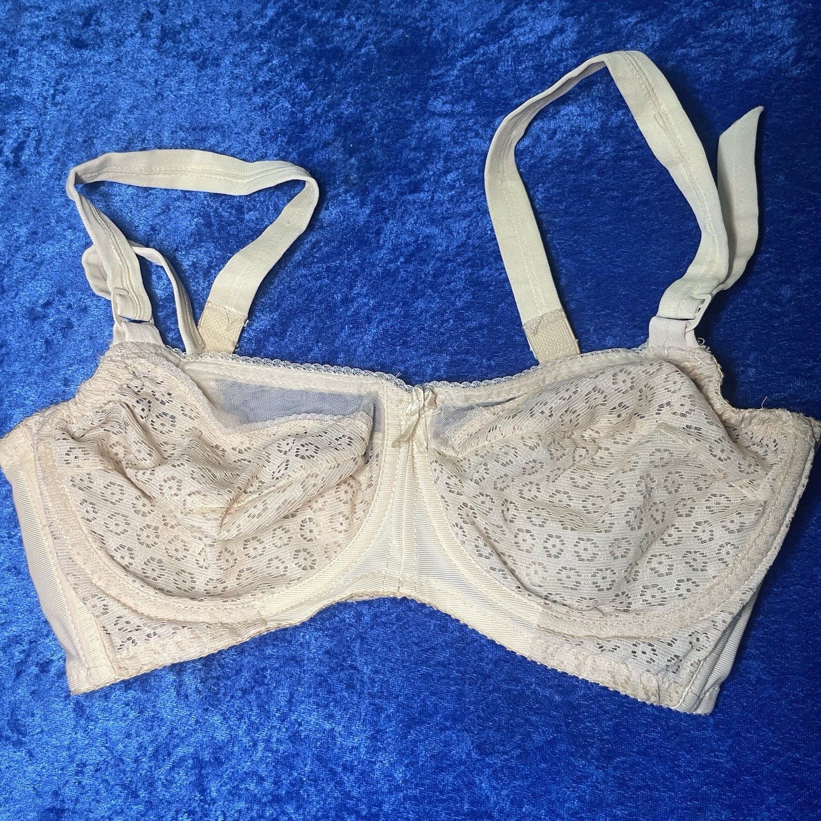 Vintage Goddess Bra 32c Beige Underwire Nylon Pinup Lingerie
