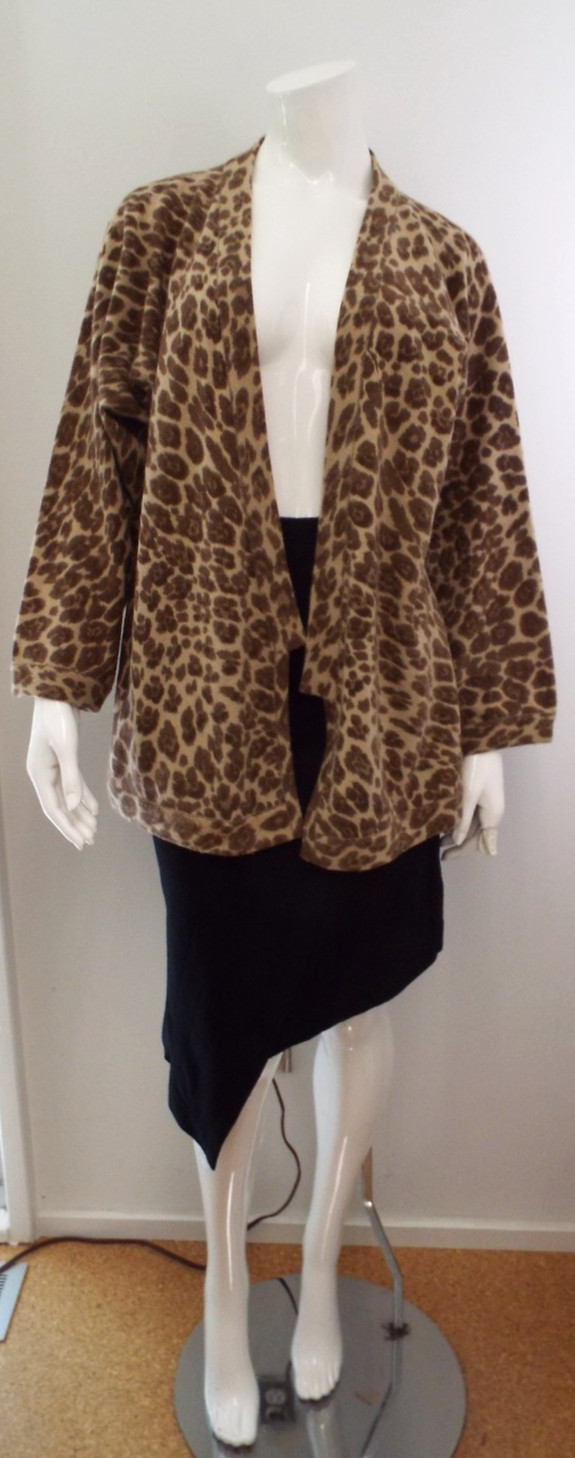 Vintage 1980s KENZO Leopard Lambswool Wrap Sweater LARGE Angora Cardigan Paris