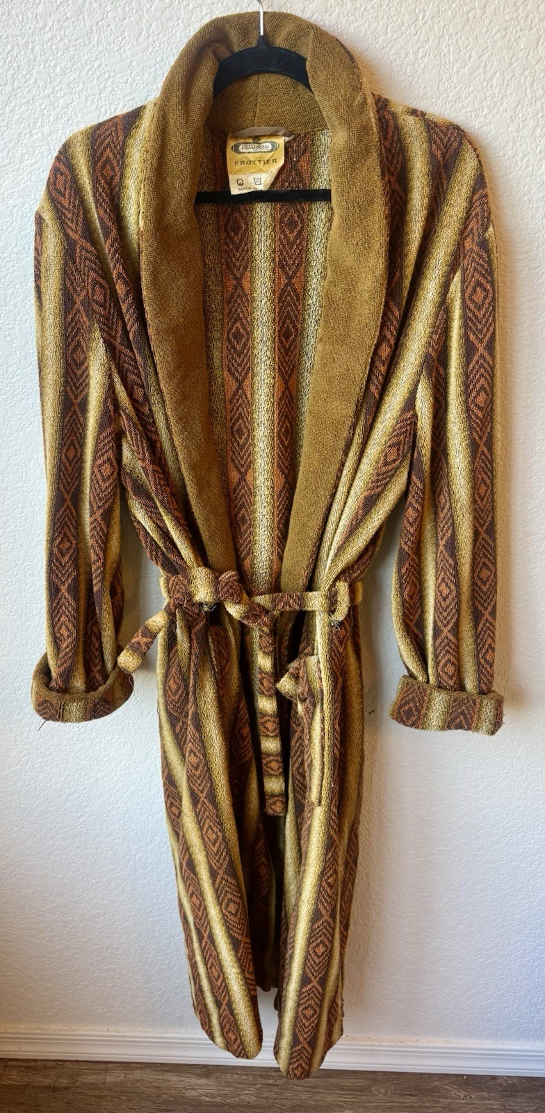 Vintage Framsohn Frottier Austrian Terry Cloth Robe Belted Shawl Collar Unisex