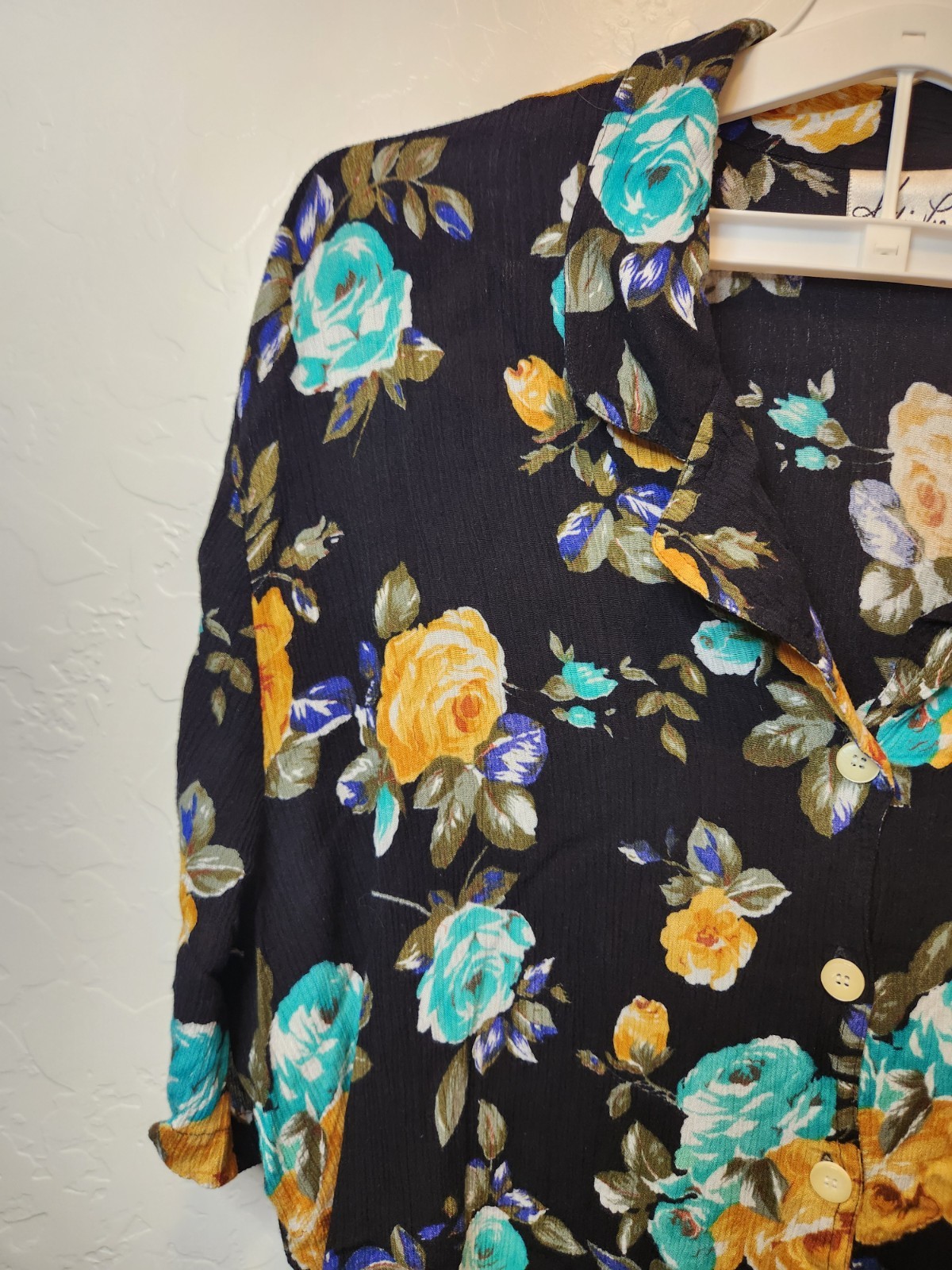 VTG 90s Kathie Lee Floral Button-Down Blouse Spring Summer Plus Size 26W