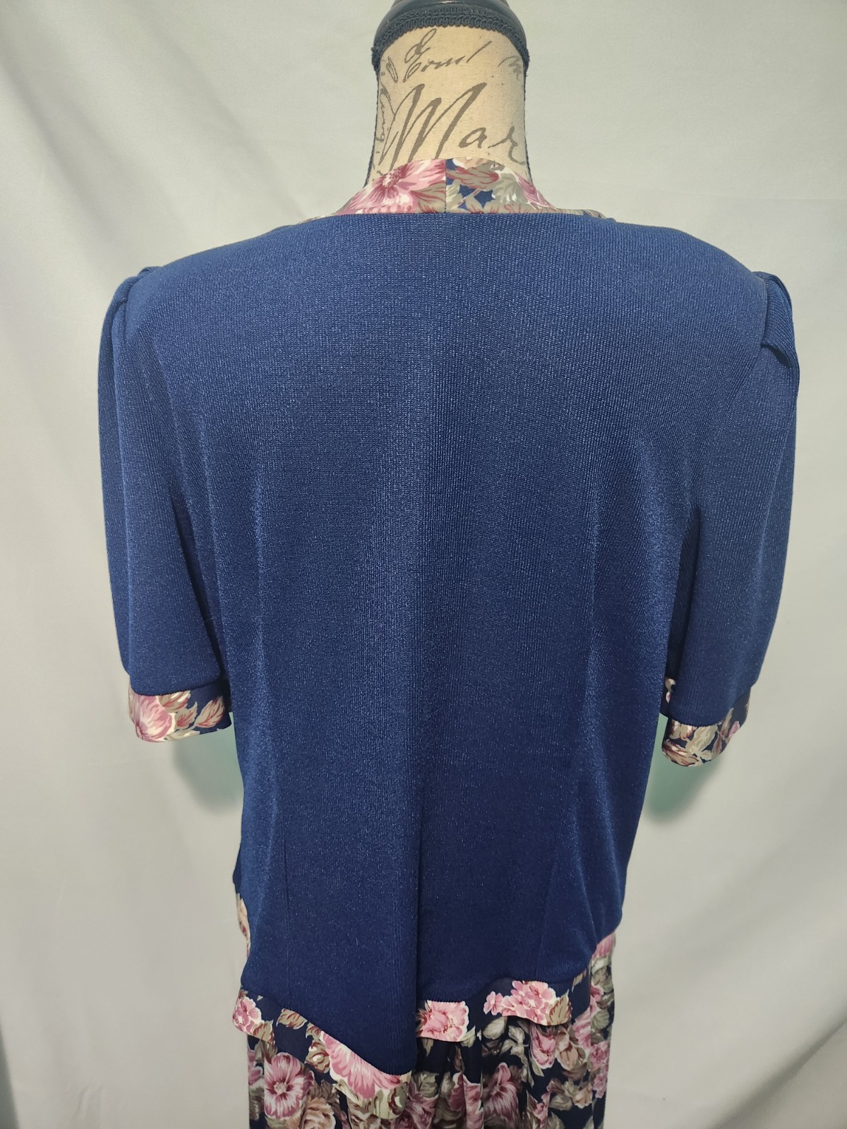 Vintage 80s Risa Ann Blue & Pink Floral Skirt Suit.