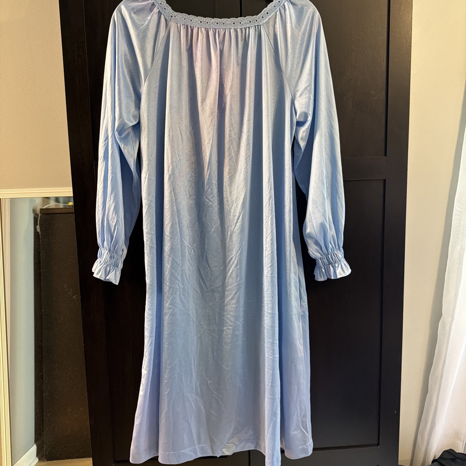 Vintage Gossard Artemis Blue Button Front Housecoat ILGWU Union Made Small USA