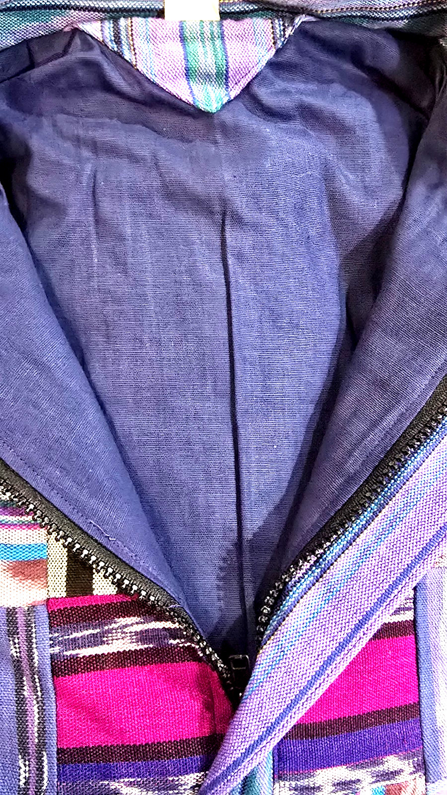 Huipil Strip Guatemala Hippie Patchwork Festival Woven Zip Bomber Jacket VTG 90s