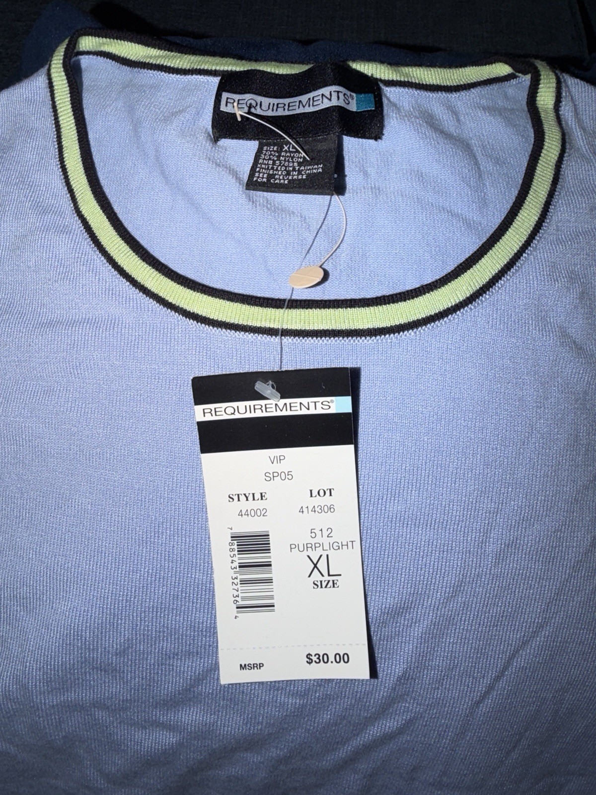 Requirements Vintage Periwinkle Knit Sweater Rayon Blend Size XL