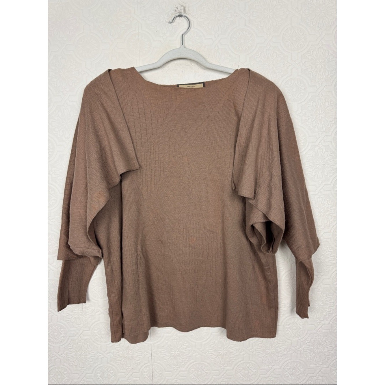 Vintage 80s Lagenlook 2 Piece Set Brown Textured Skirt Avant Garde Minimalist