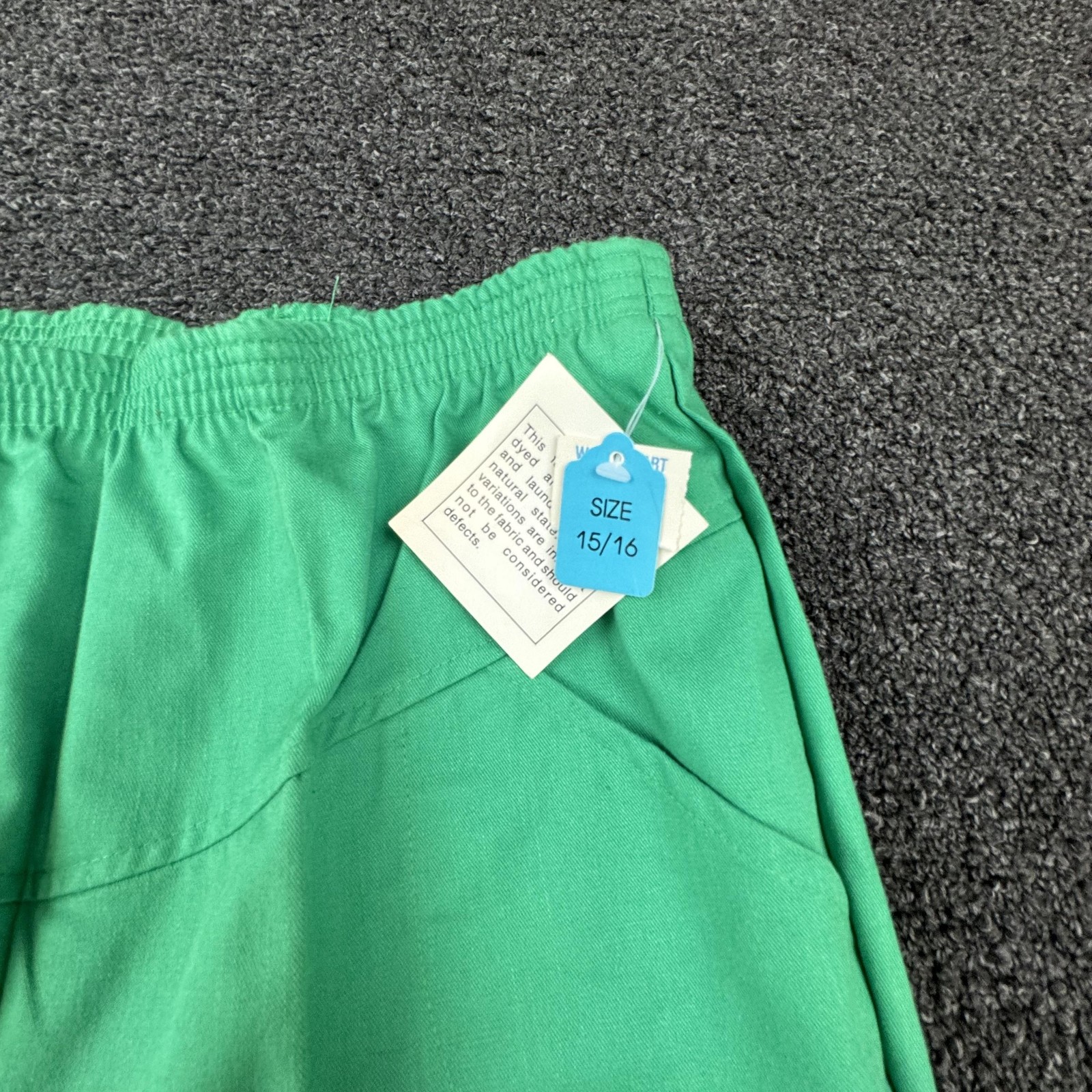Vtg Club Newport Dress Pants Women 14-16 Green Flat Front Crease Solid Elastic
