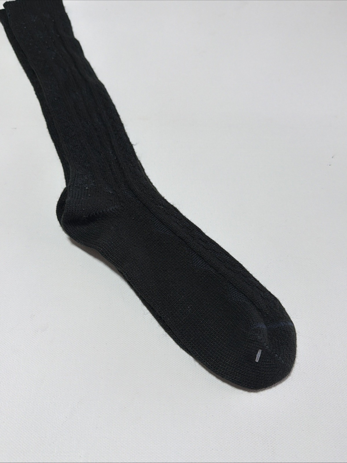 VTG Socks 80s Cable Knit Forest Green 12” USA Stocking School Misses Knee Highs.
