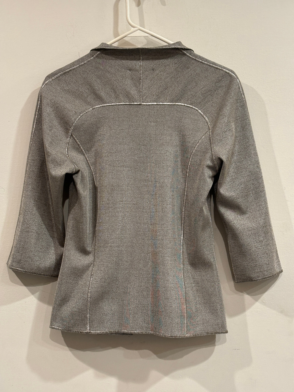 Vintage Stizzoli Silver Gray Polyester & Cotton Jacket Made in Italy – 42