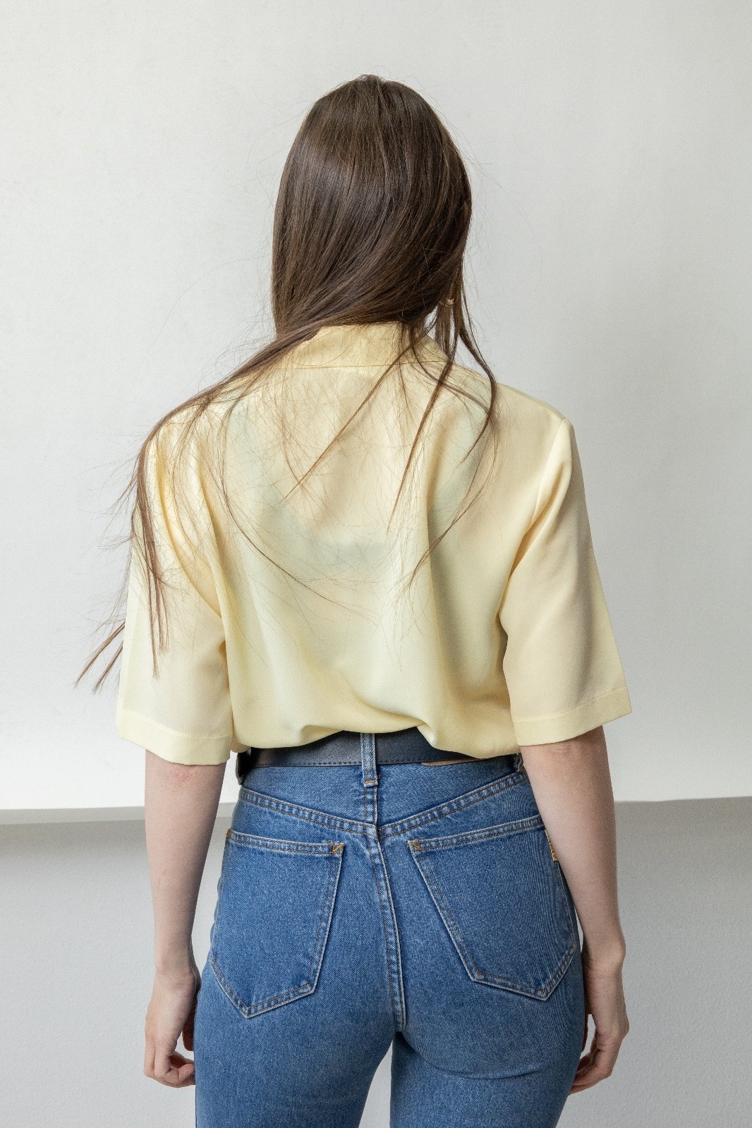 Vintage 90s Pale Yellow Embroidered Blouse Tonal Floral Coquette French Girl M