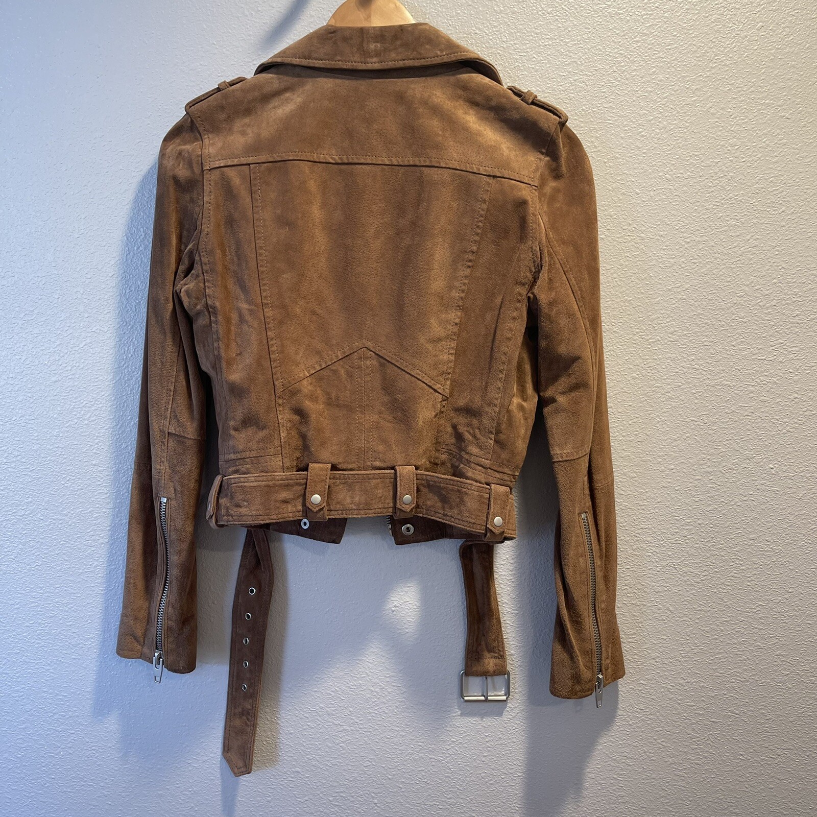 BLANK NYC Coffee Bean Brown Suede Leather Moto Jacket Women’s Size XS