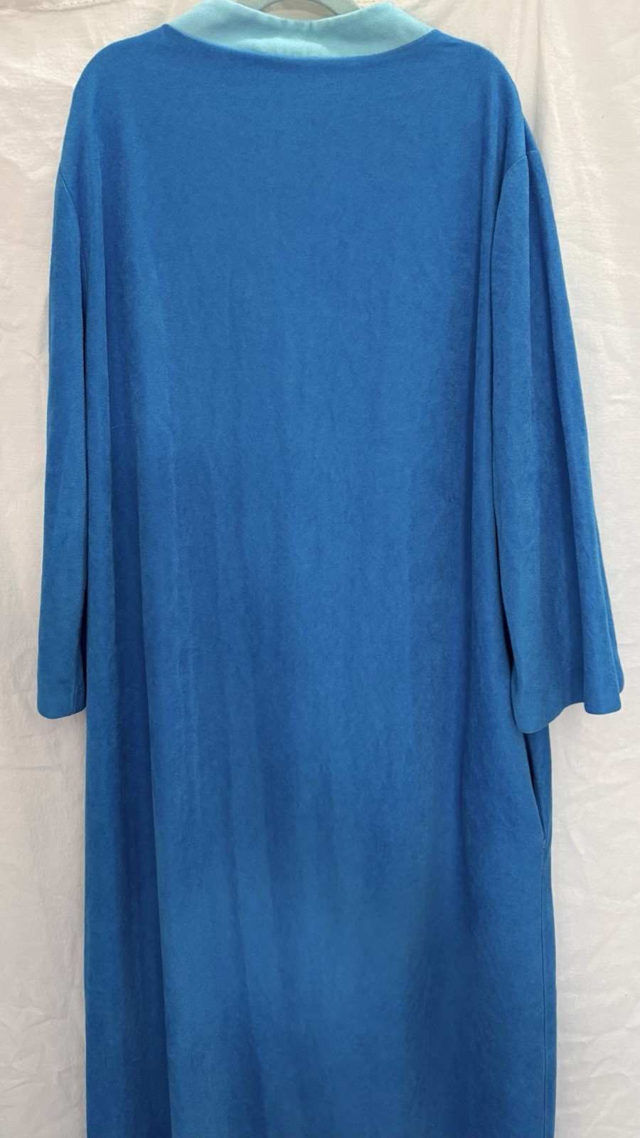 VTG 70s Blue Hostess Caftan Maxi Lounge Dress Boho Grandma Chic Glam