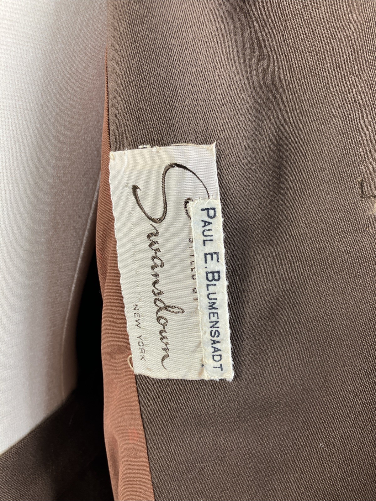 Vintage 1940s Swansdown Brown Wool Gabardine Beaded Skirt Suit MINT