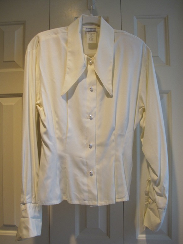 Sostanza DRAGON blouse REDUCED~Vintage 70s~Wmns Sz M~USA MADE~Cream~FREE H
