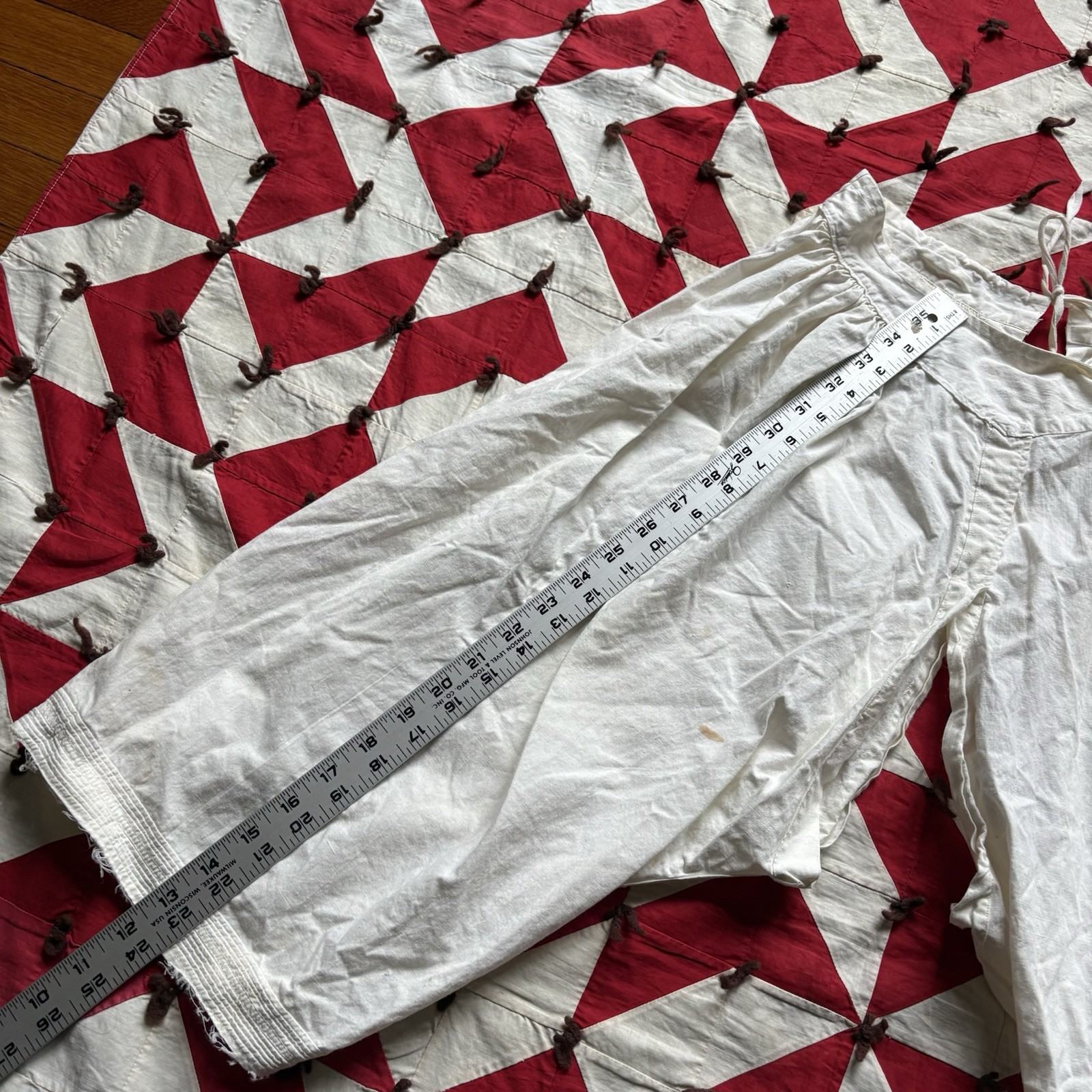 Vintage Antique White Cotton Bloomer Shorts Women’s Open Leg As Is Tiered