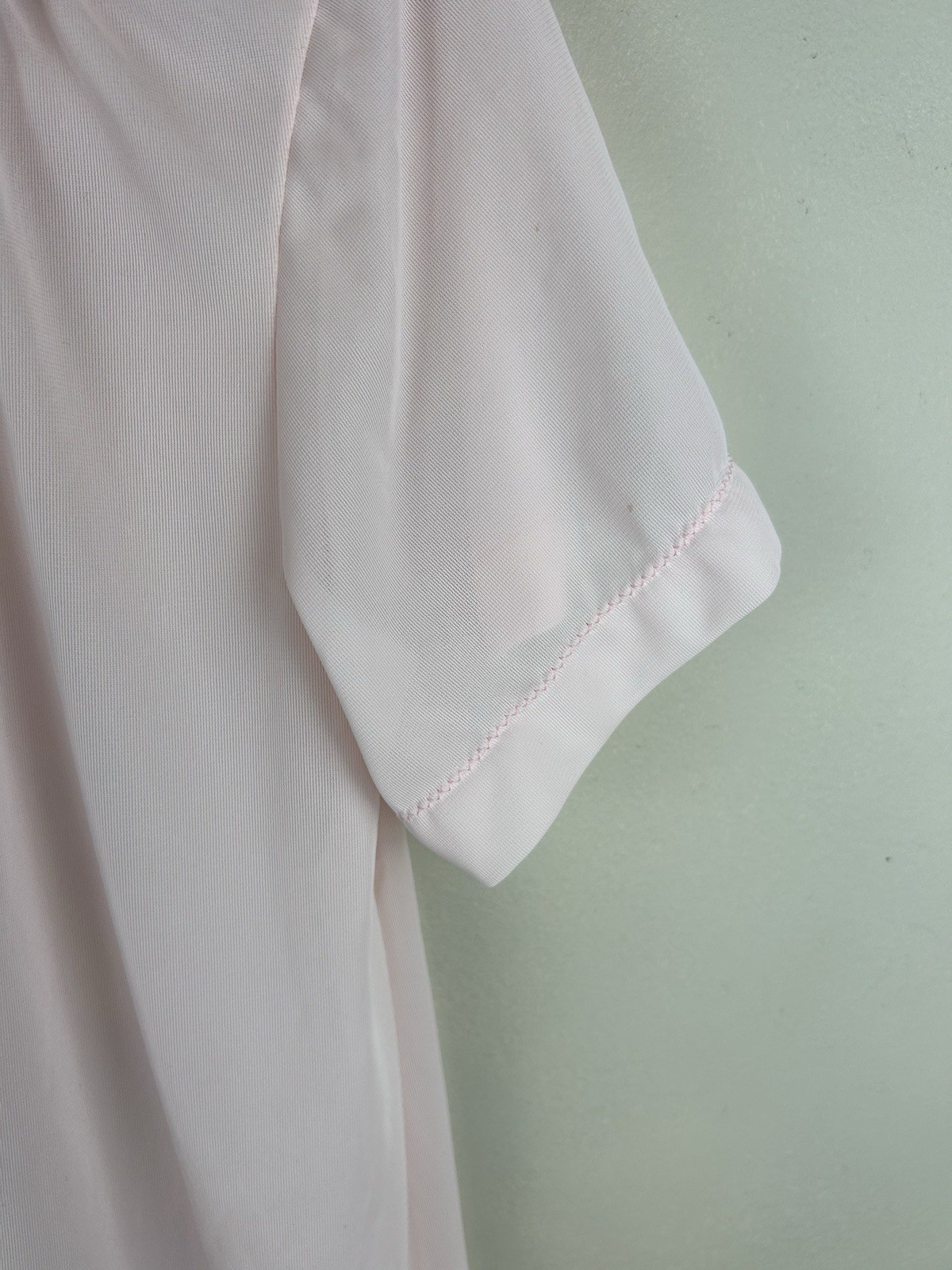 VTG Phil-Maid Pink Sheer Button Up Sleep Shirt Embroidery Nylon Sz 38 Feminine