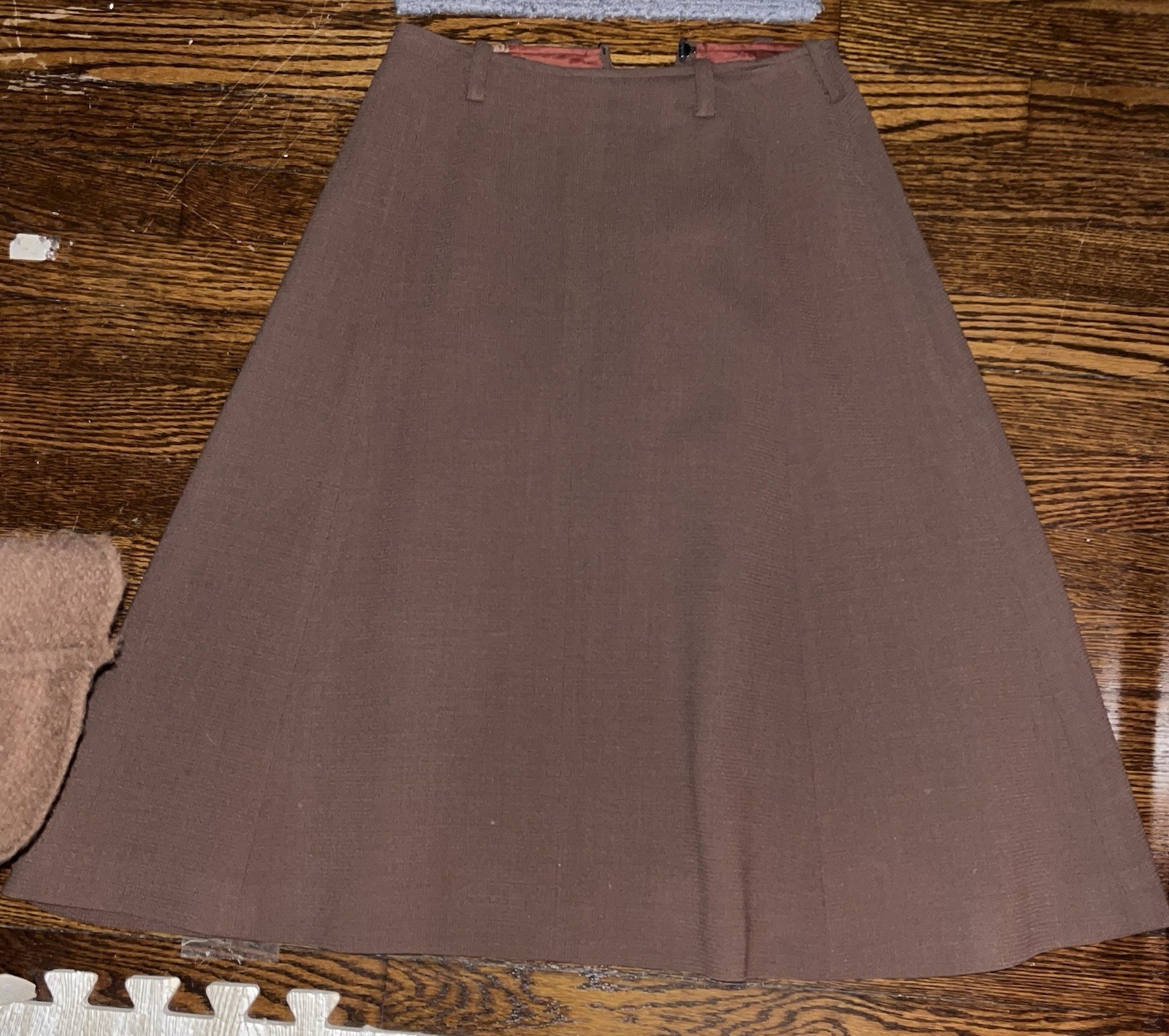 1950s handmd skirt 1950s, Lined, Light Brown, Flared W/ Belt Loops. Blouse 1984
