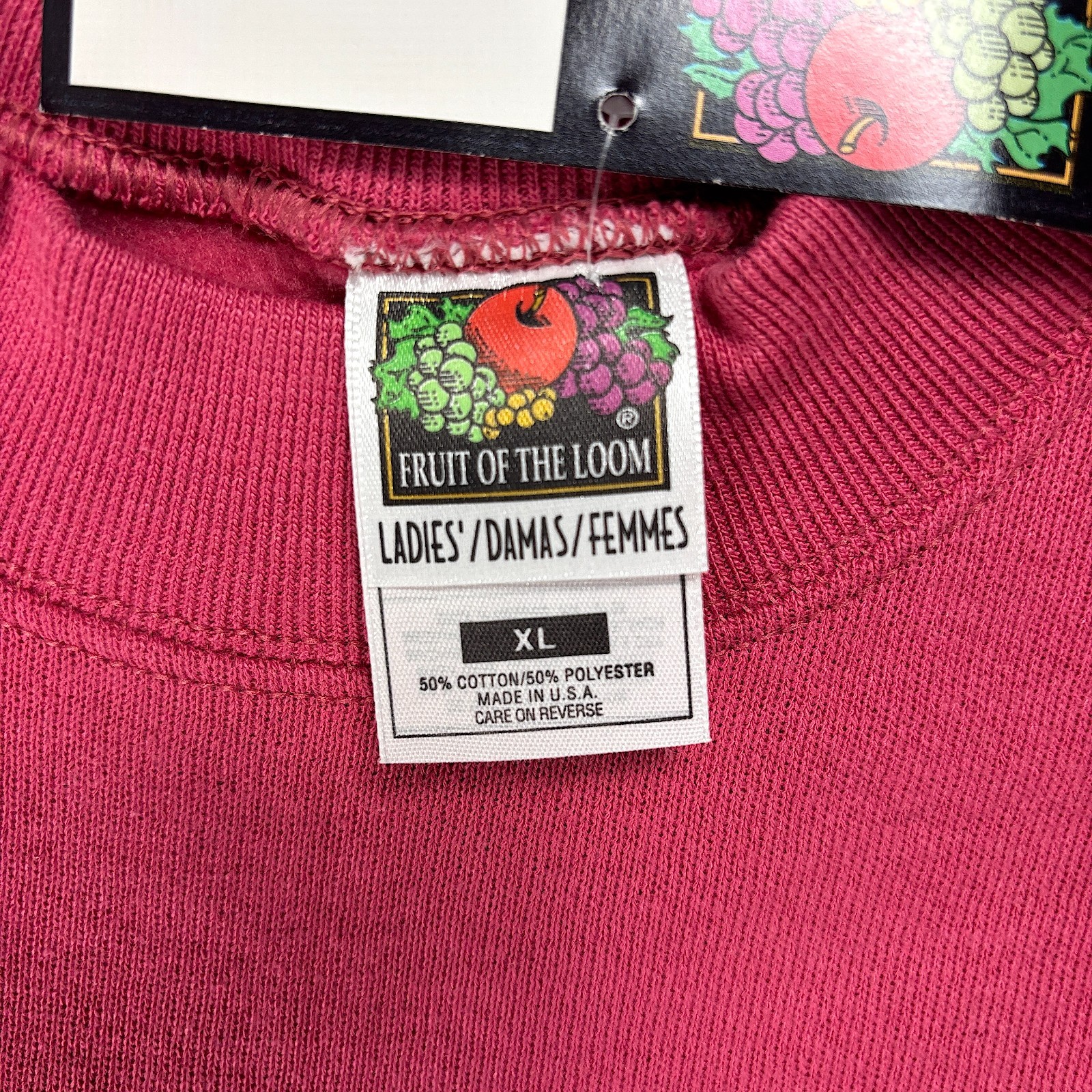 Vintage Fruit Of The Loom Womens Blank Crewneck Sweatshirt Pink Sz XL NWT USA