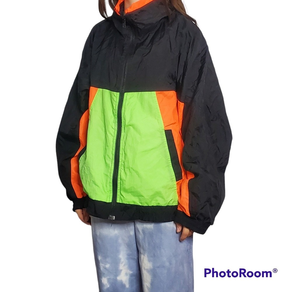 Vintage gitano windbreaker neon colorblock 100% nylon 80s 90s size large unisex