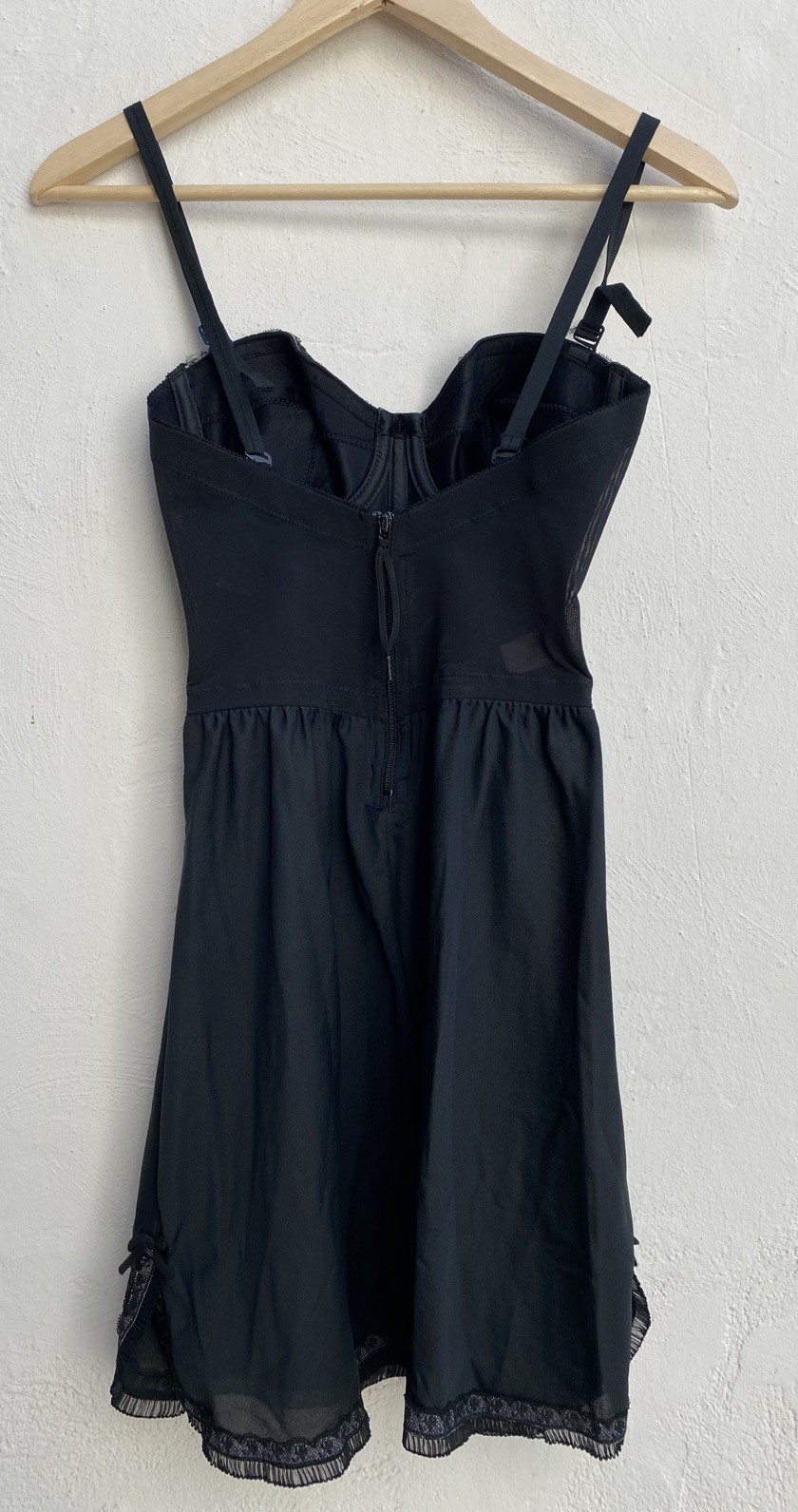 Vintage Lady Marlene 32B Slip Built In Bustier shape Lingerie Black