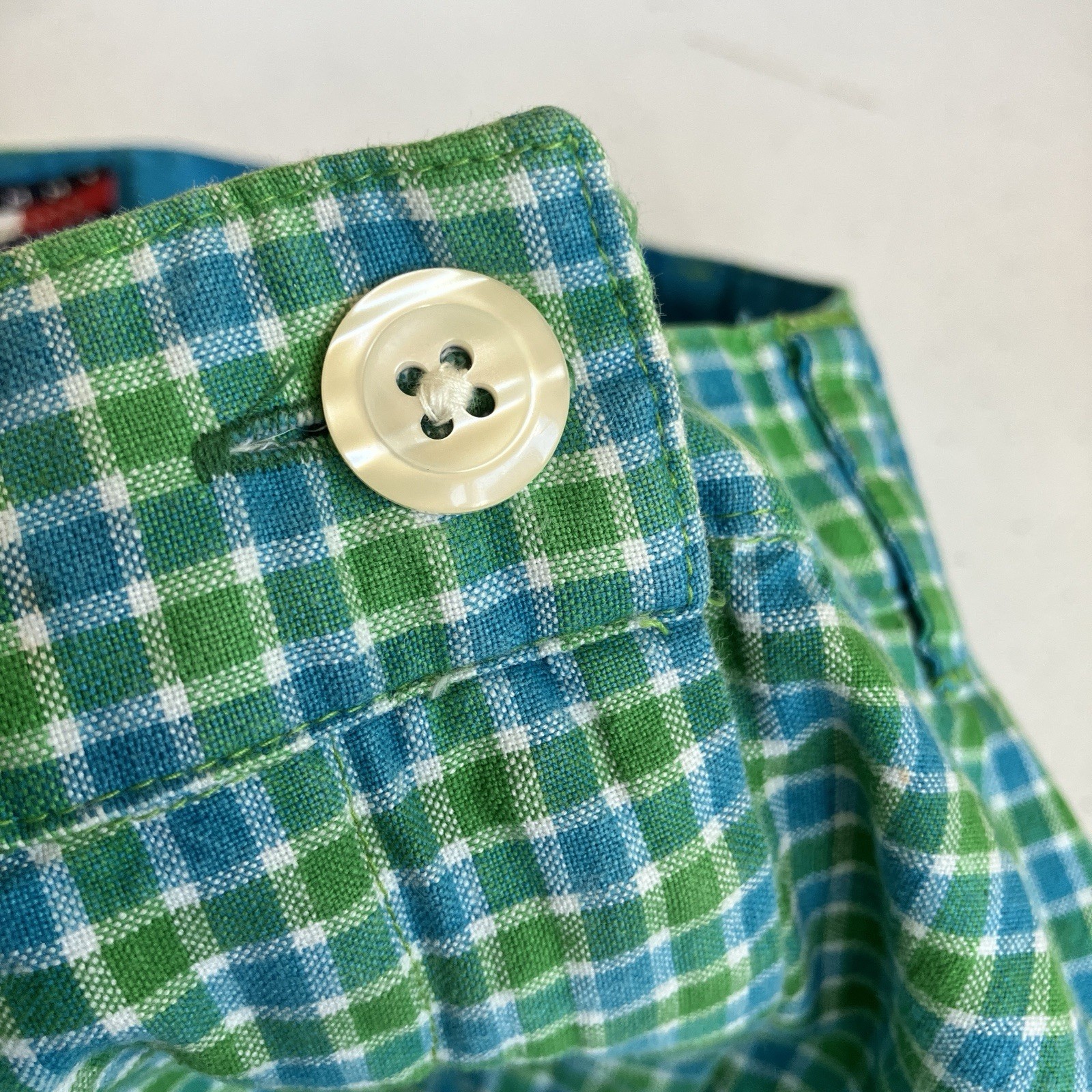VTG Tommy Hilfiger SZ 8 Blue Green Tattersail High Waist Short Pleat Front Golf