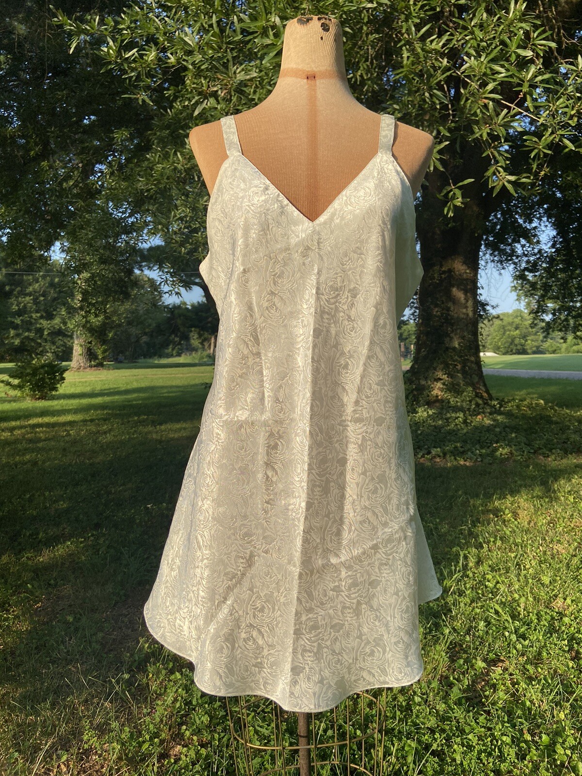 Vtg Kathryn Nightgown Nightie Lingerie White Floral Honeymoon Cottage Med Large