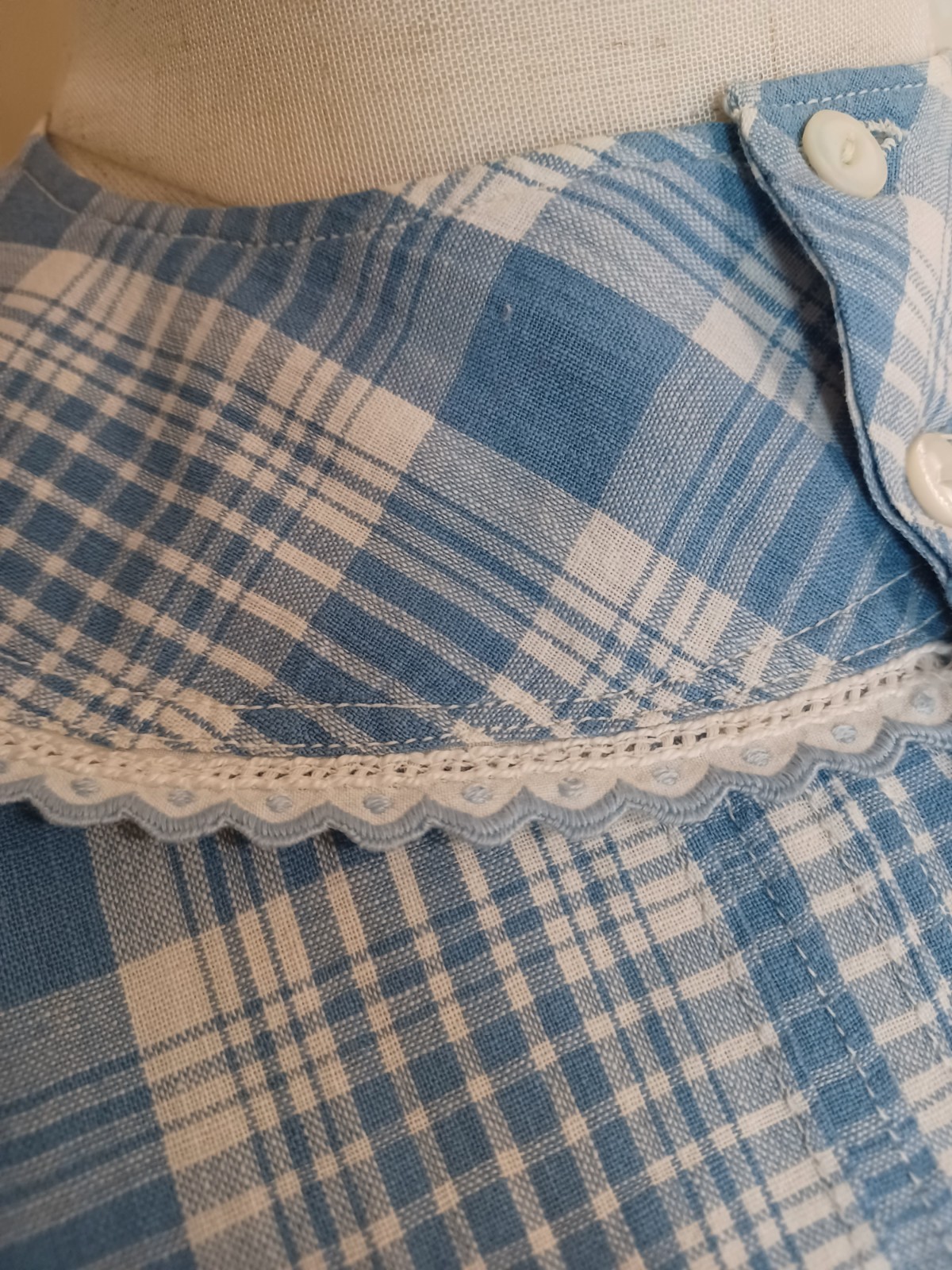 Antique Edwardian 1910s-20s Blue Puff Sleeve Doll Collar Cottagecore Blouse