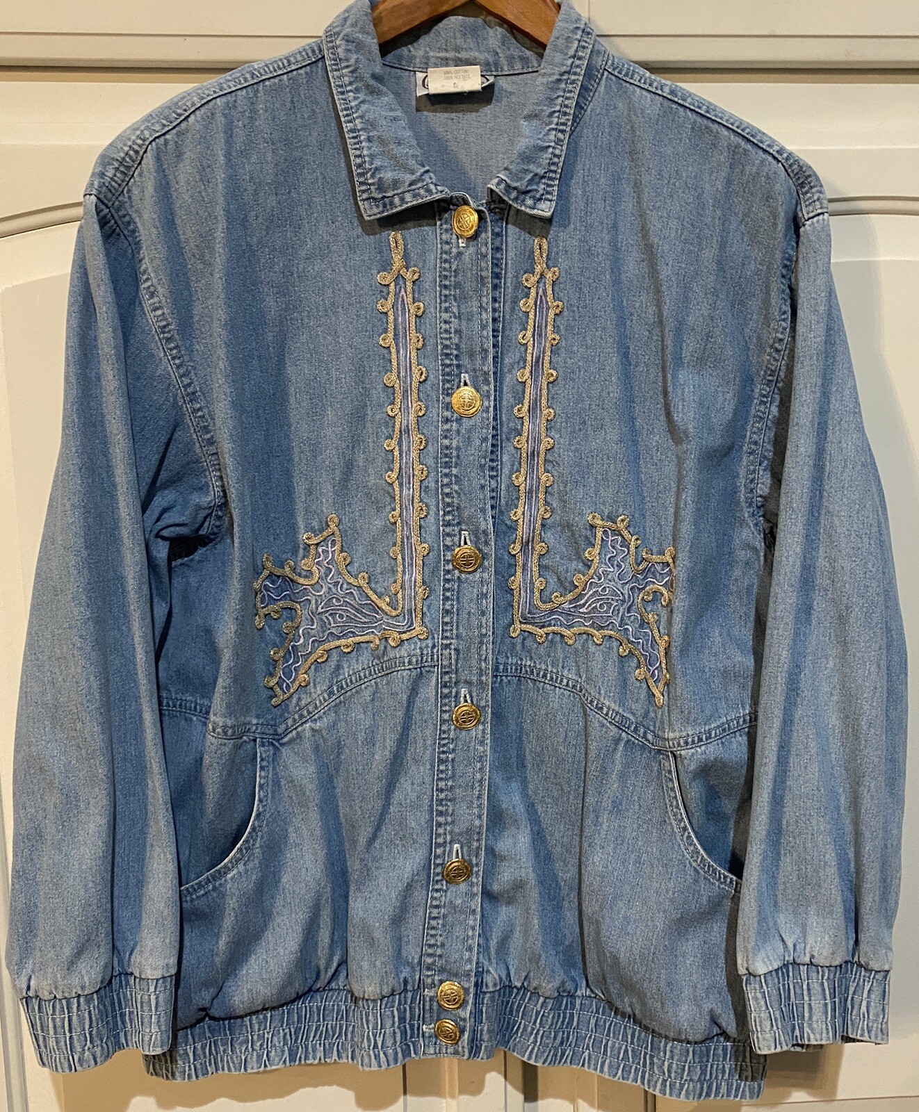 Vintage Saint Germain PARIS Blue Denim Button-Up Jean Jacket Women&rsquo;s Size Large
