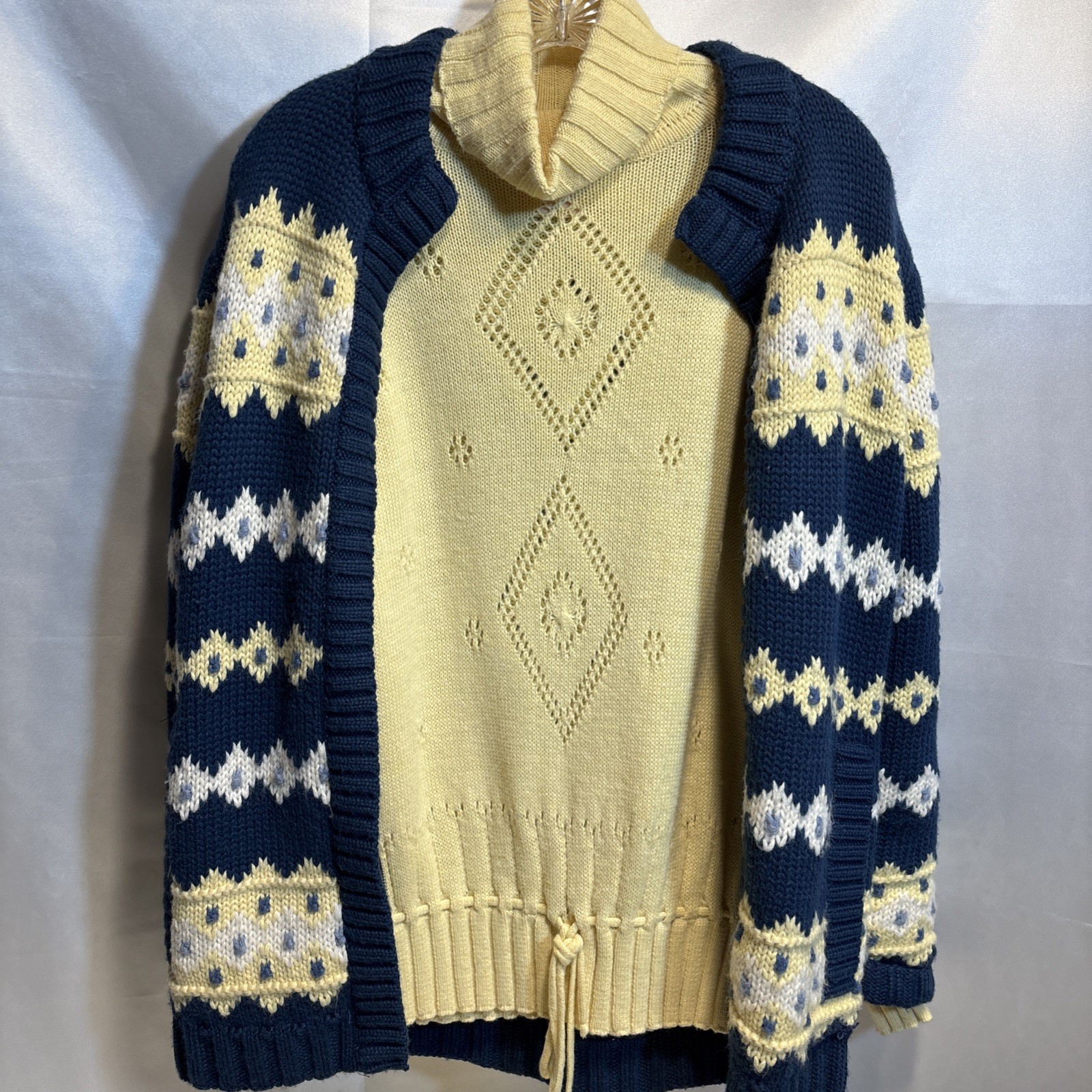 Vintage Courreges Zip Lined Cardigan/Jacket, Roll Neck Swtr, Skirt, Gloves & Hat