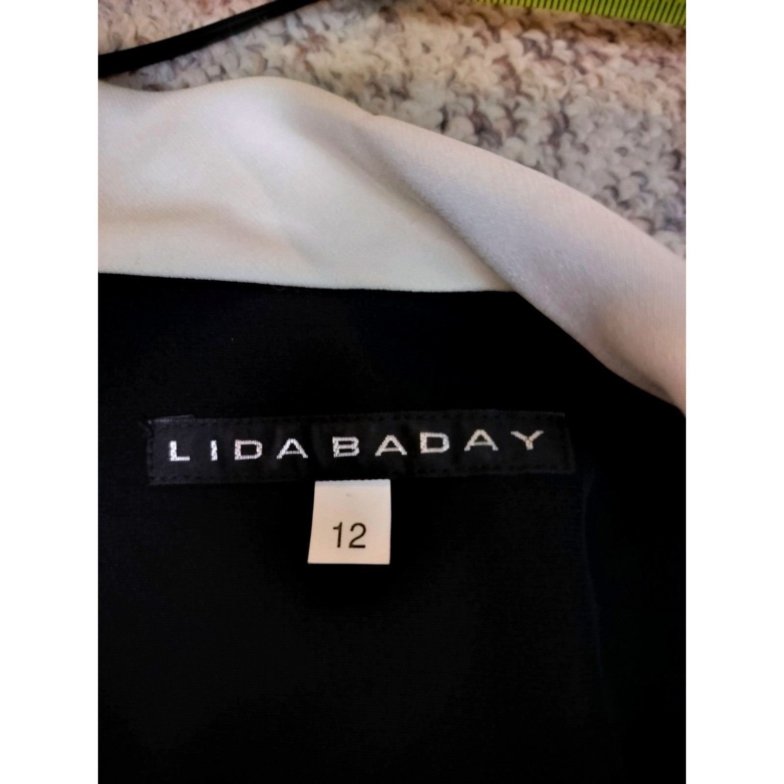 Lida Baday Statement Dress Tailored Longline Blazer Women 12 Black White Pearl