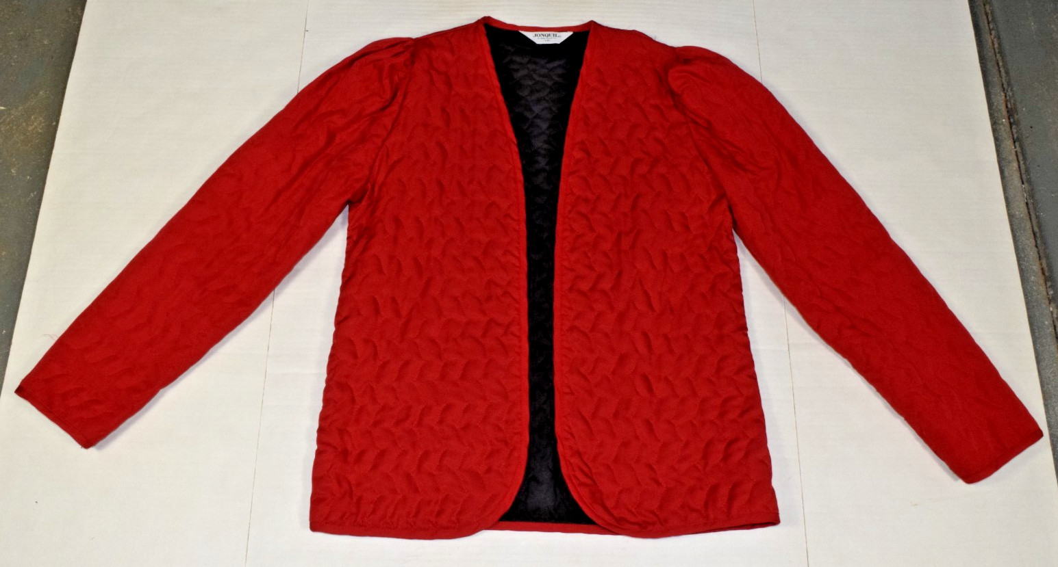 Vintage Jacket Jonquil by Judy Bond Size S 70s Quilted Red Black Lined No Button