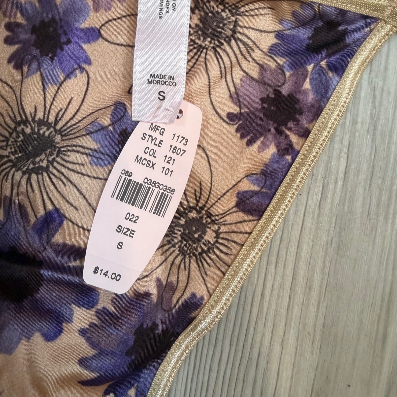 Vintage 2001 Victorias Secret Floral V-String Thong Panty Purple Tan Y2K NWT S