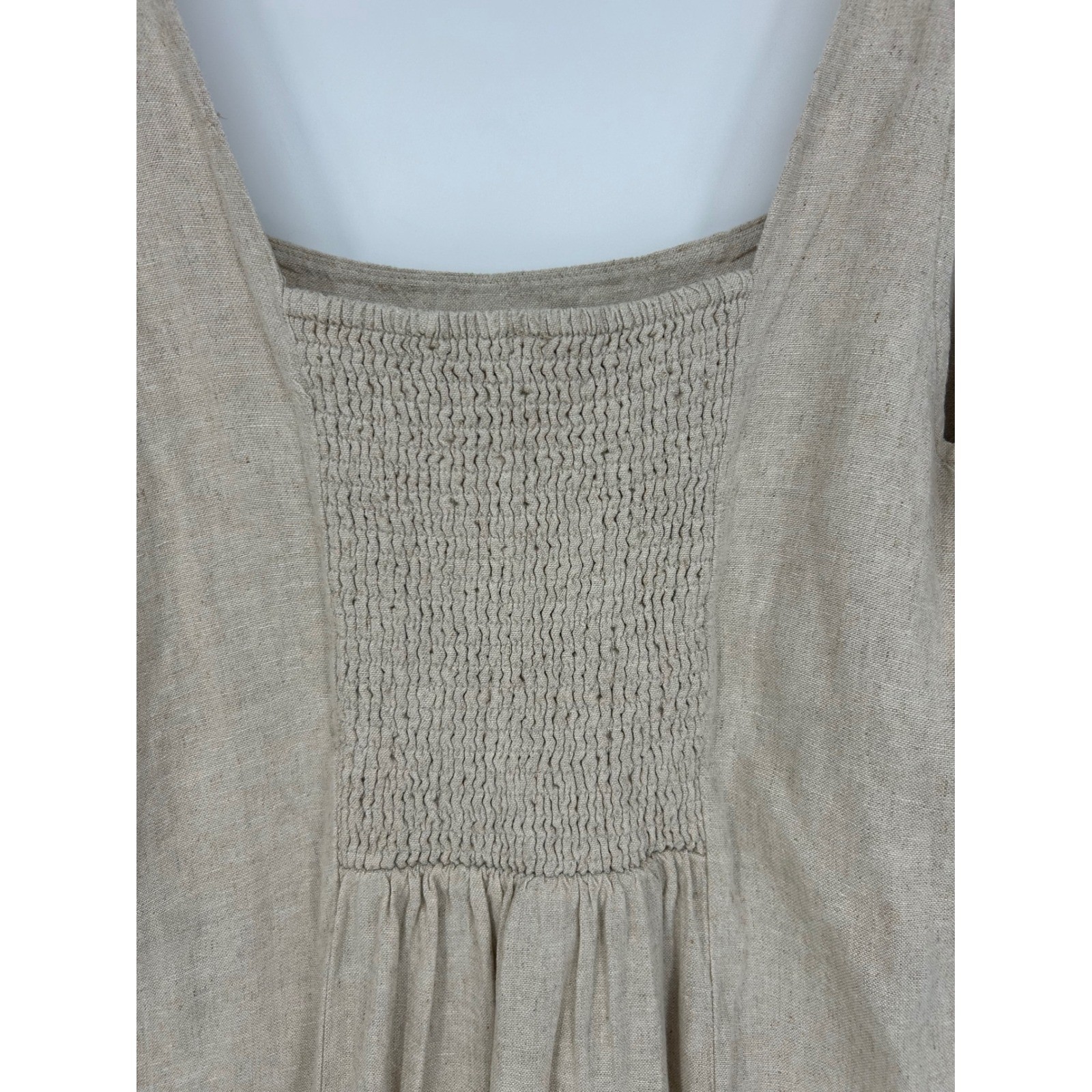 « NWT » Old Navy Linen Square Neck Smocked Back Tank Dress Size XL Neutral
