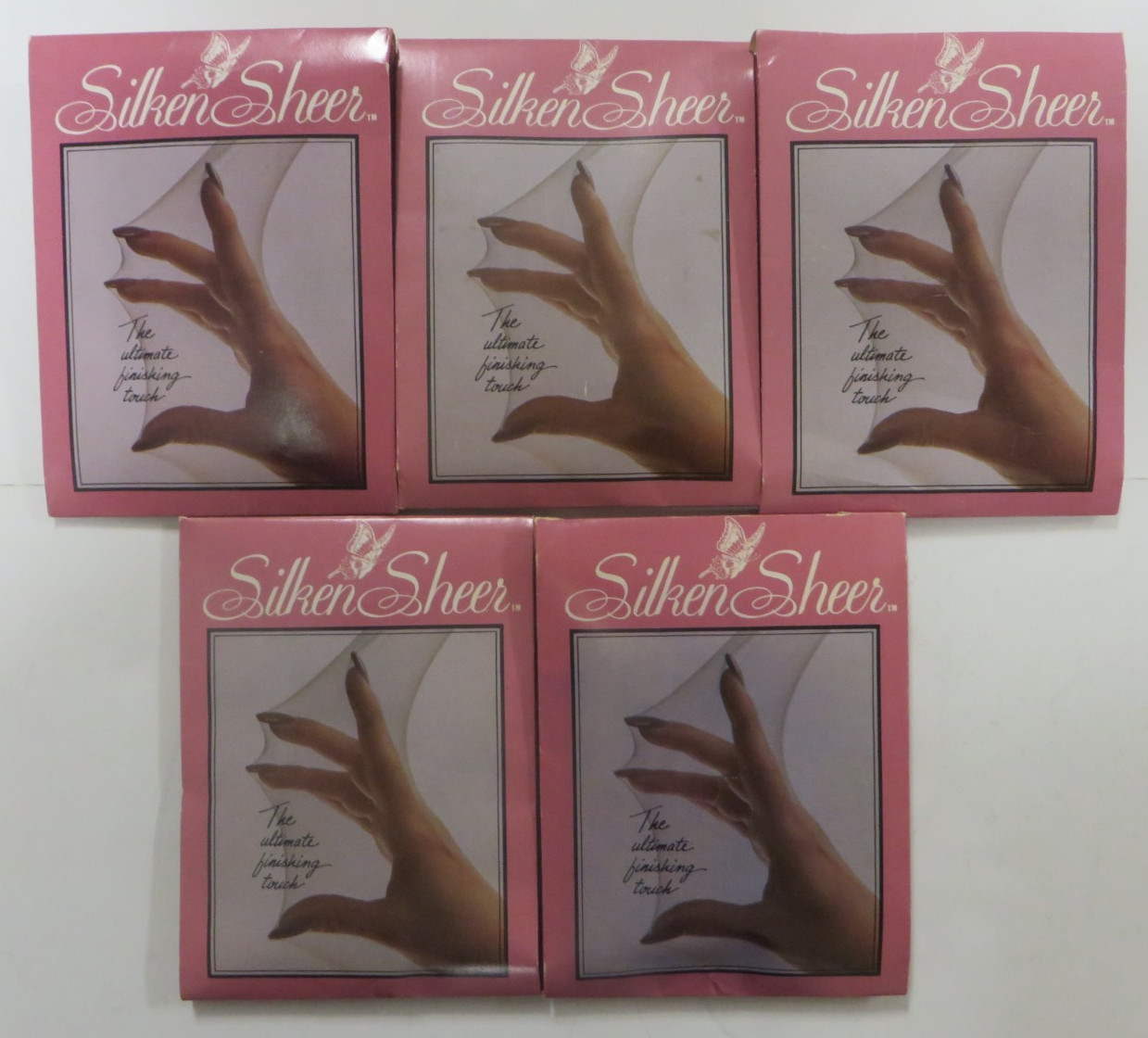Vtg Lot 5 Pairs SILKEN SHEER Pantyhose Hose Hosiery MEDIUM Butter Rum & Black