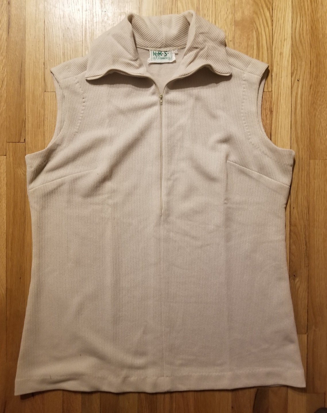 NOS Vintage 1970s HMS CLASSICS Womens Size 18 Polyester Belted Beige Tunic Top