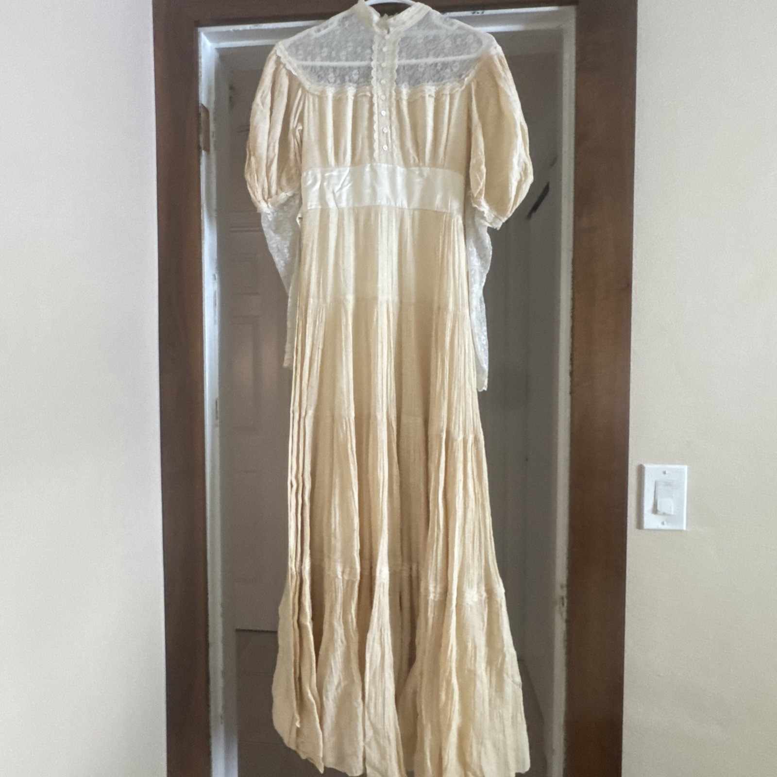 GUNNE SAX 1970s ETHEREAL VINTAGE COTTON LACE EDWARDIAN PRAIRIE BOHO WEDDING GOWN