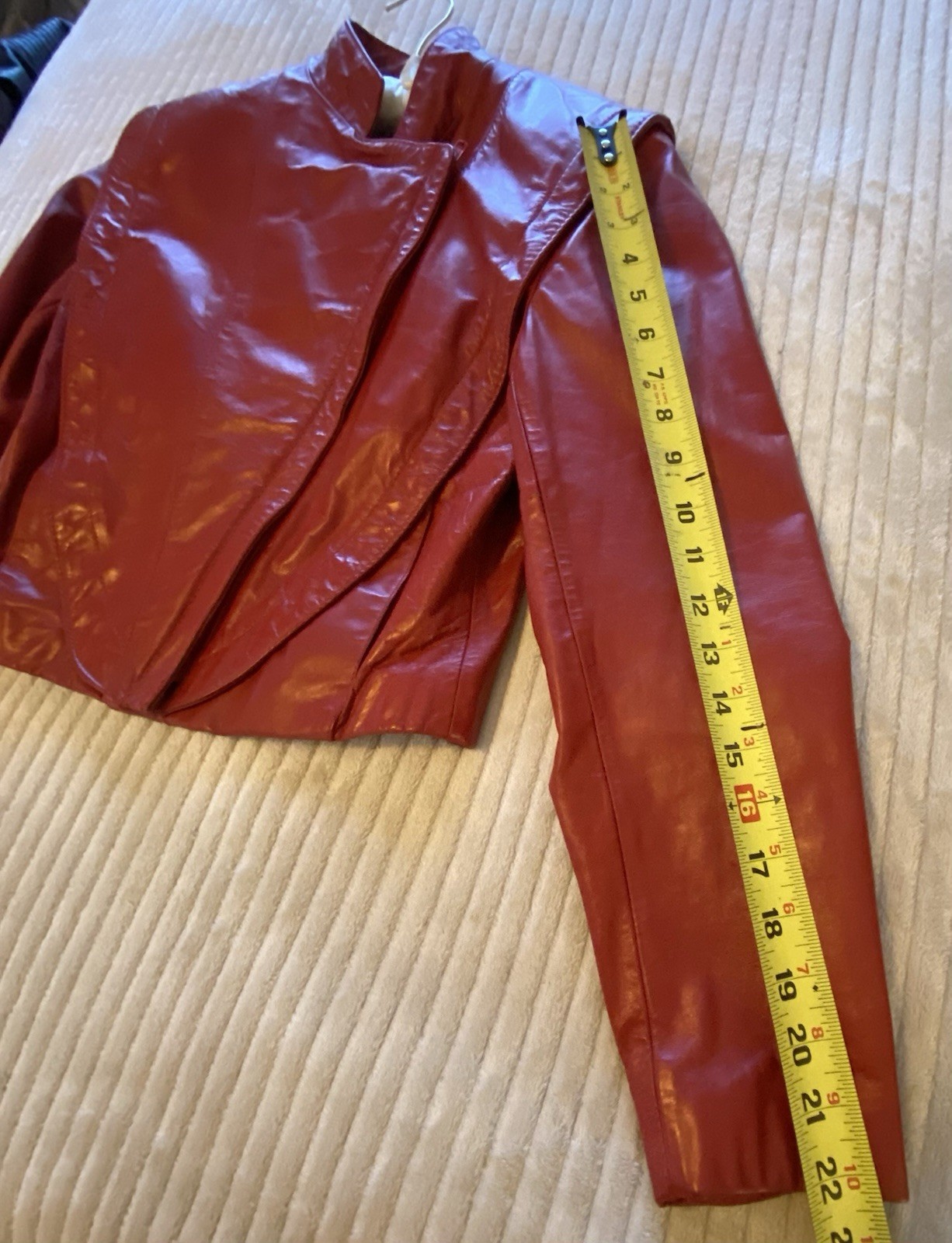Vintage Wilson’s Bold Red Leather Cropped Biker Moto 80s Jacket Asymmetrical