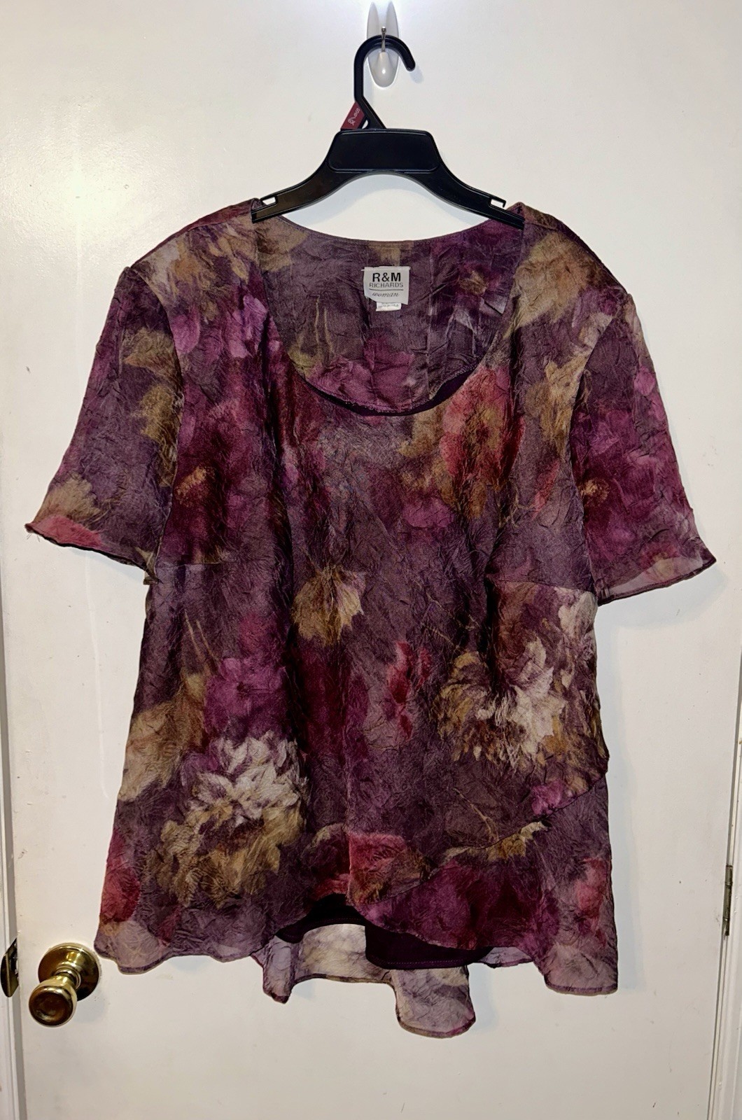 Vintage Women&rsquo;s R&M Richard&rsquo;s Woman 20W Purple Floral Blouse