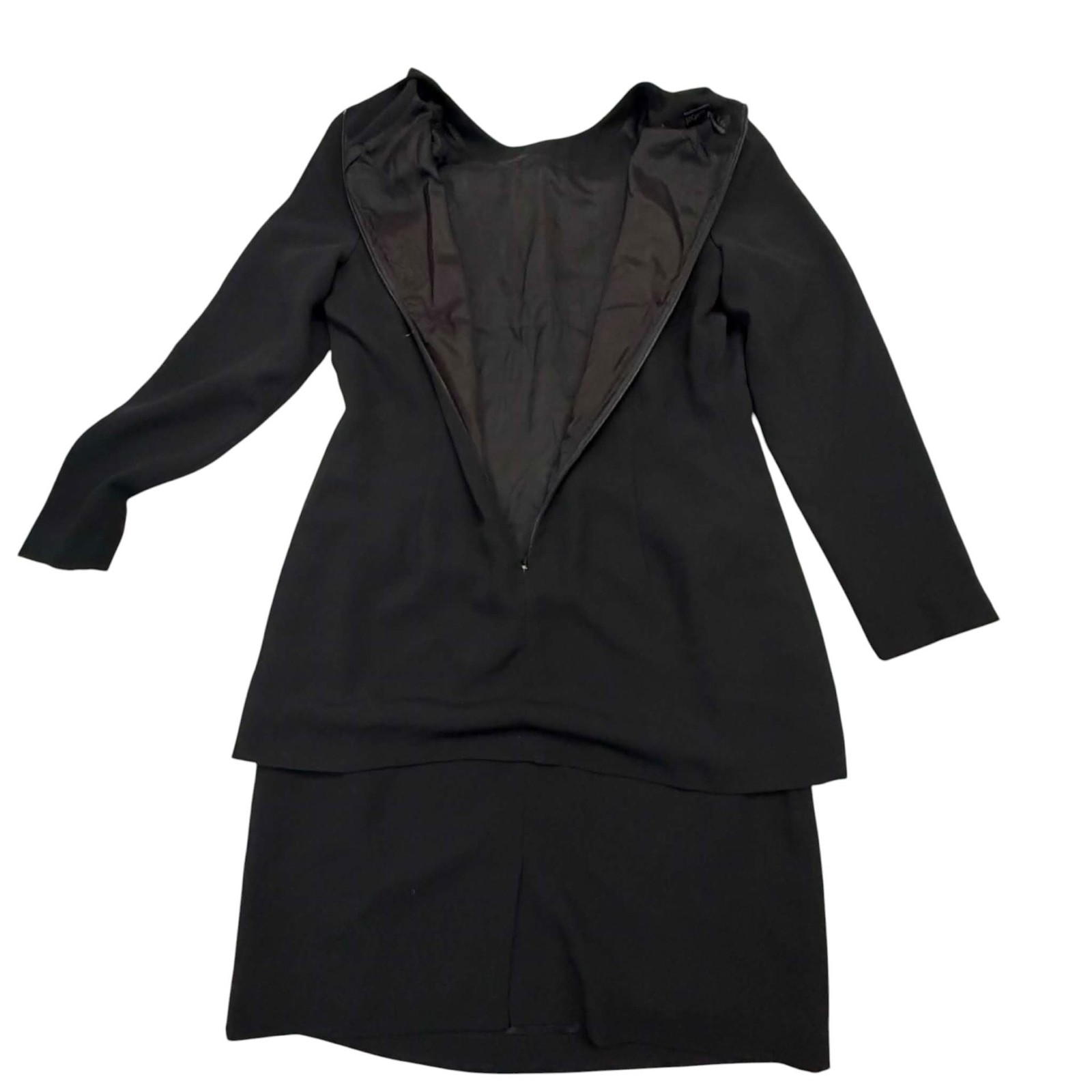 Vintage Maranna Blk Structured Long Sleeve Dress with Decorative Pintuck Buttons