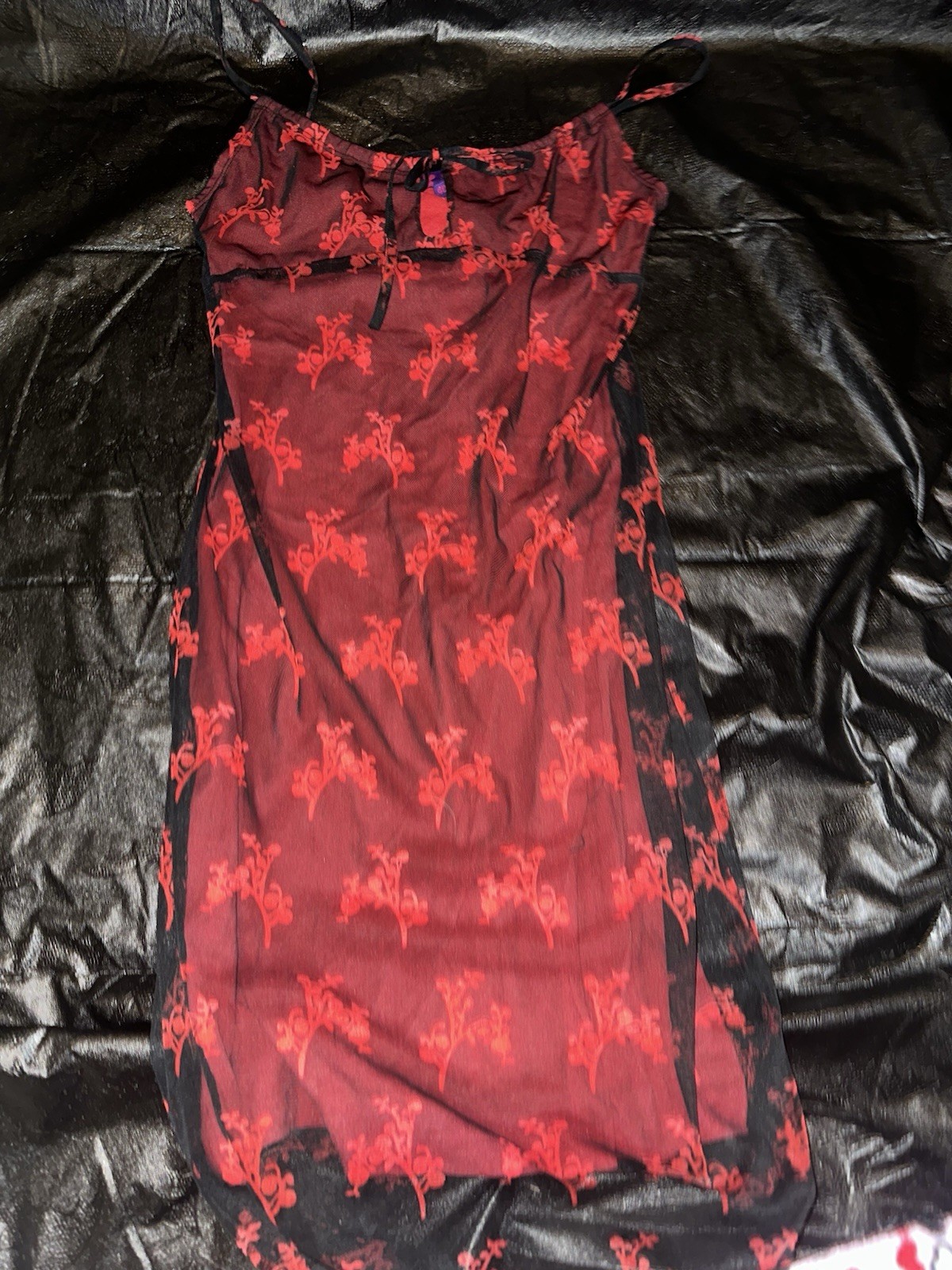 Vintage Black And Red Lace Cocktail Dress