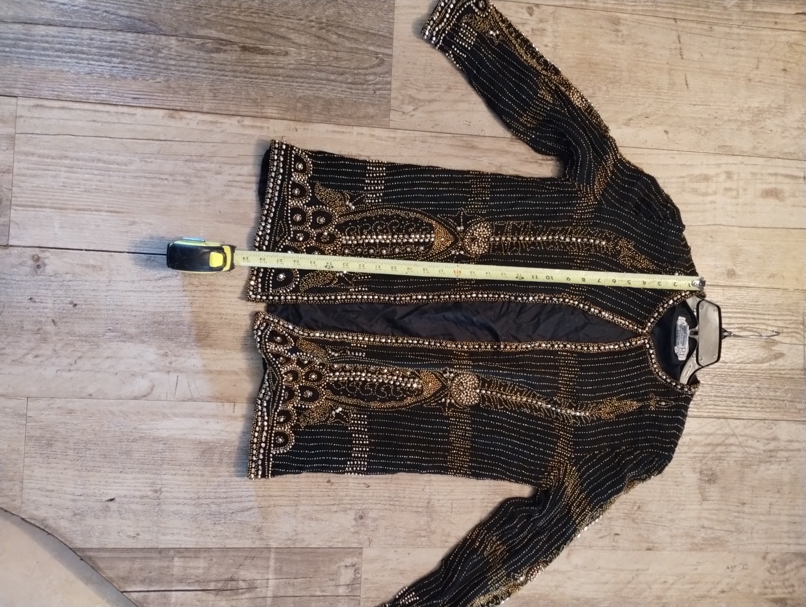 Vtg AJ Bari Beaded Sequin Evening Jacket Art Deco Cocktail Party Top Size L