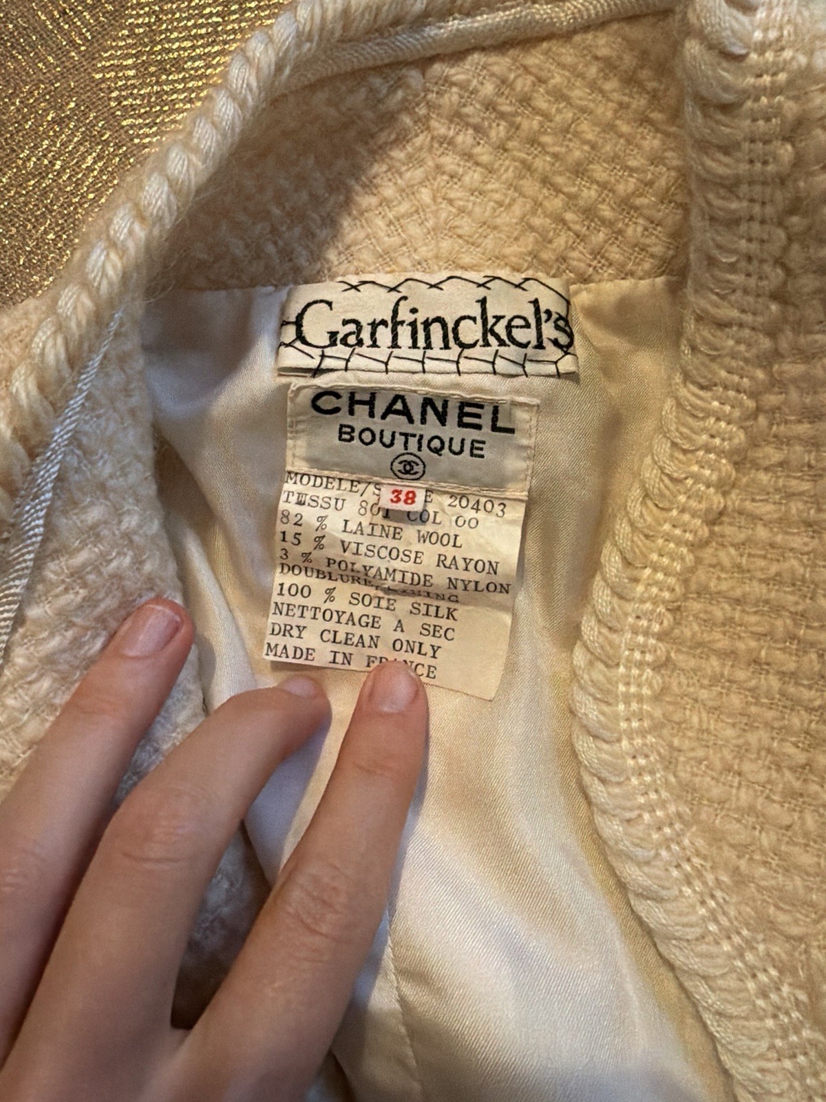 Vintage 80s Chanel Cream Wool Blazer