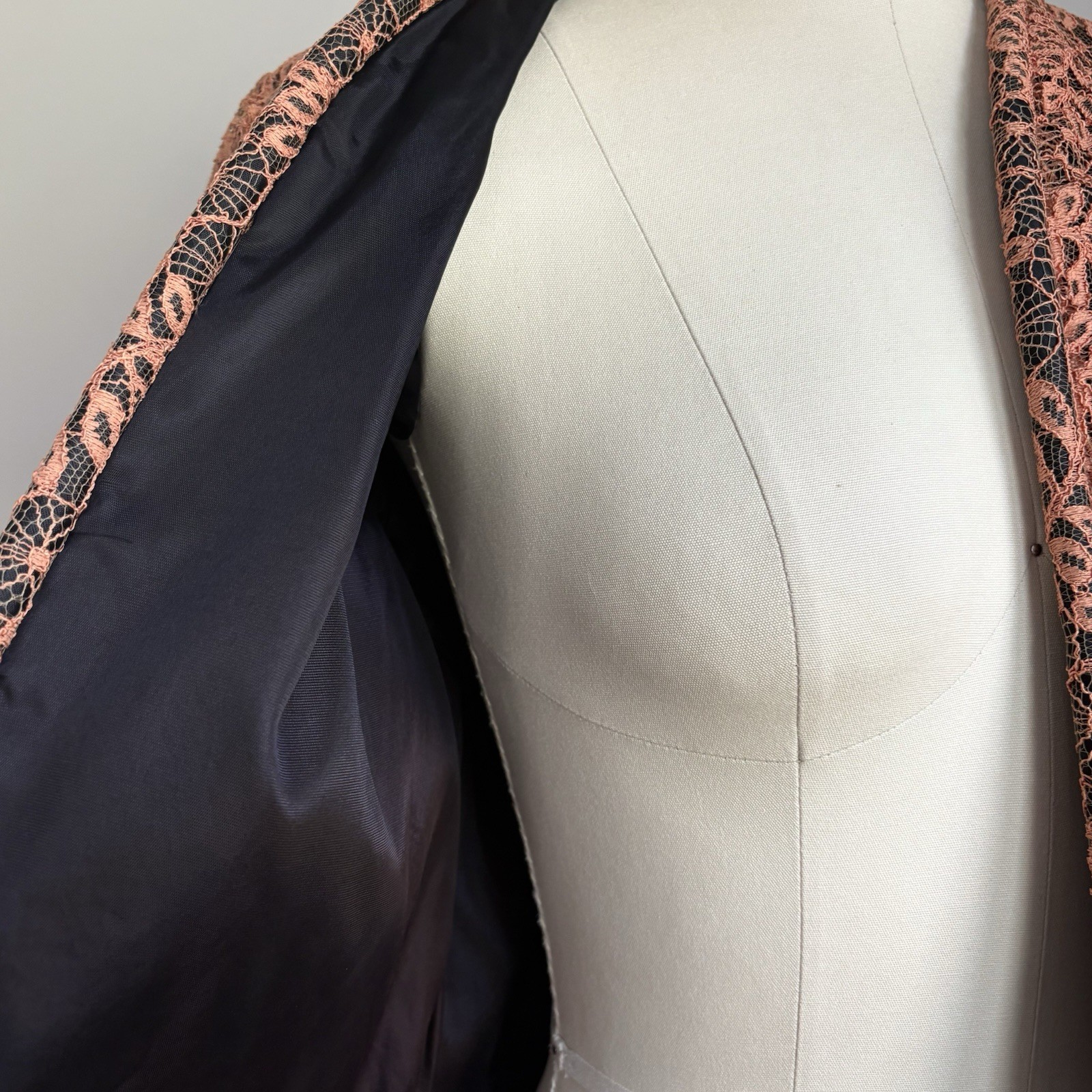 Vintage 50s Deadstock Copper color Spiderweb Lace Jet Black Cropped Jacket XS/S