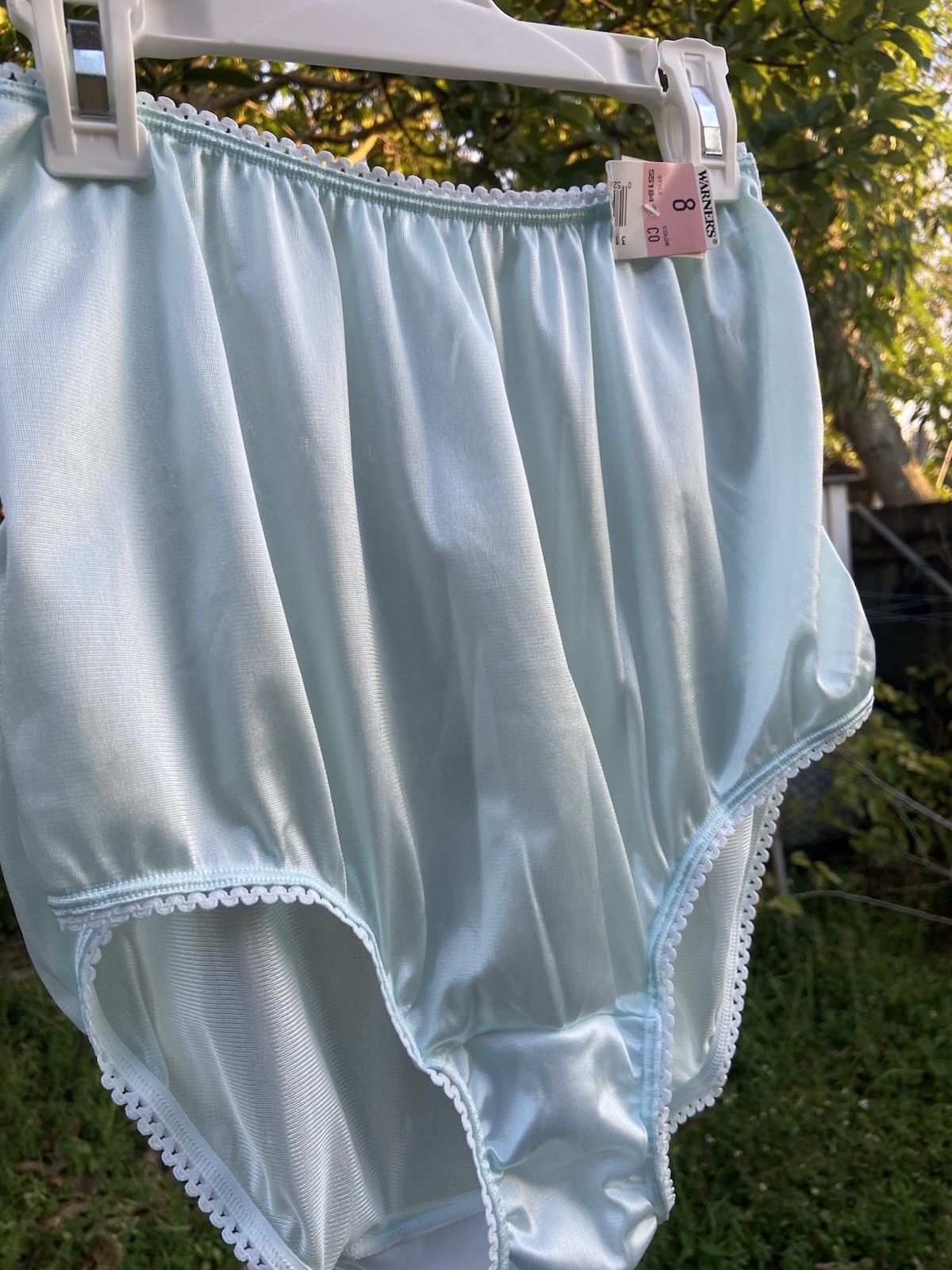 Warners 55184 Perfect Measures Panties Size 8 Nylon Brief Light Aqua Blue FLAWS