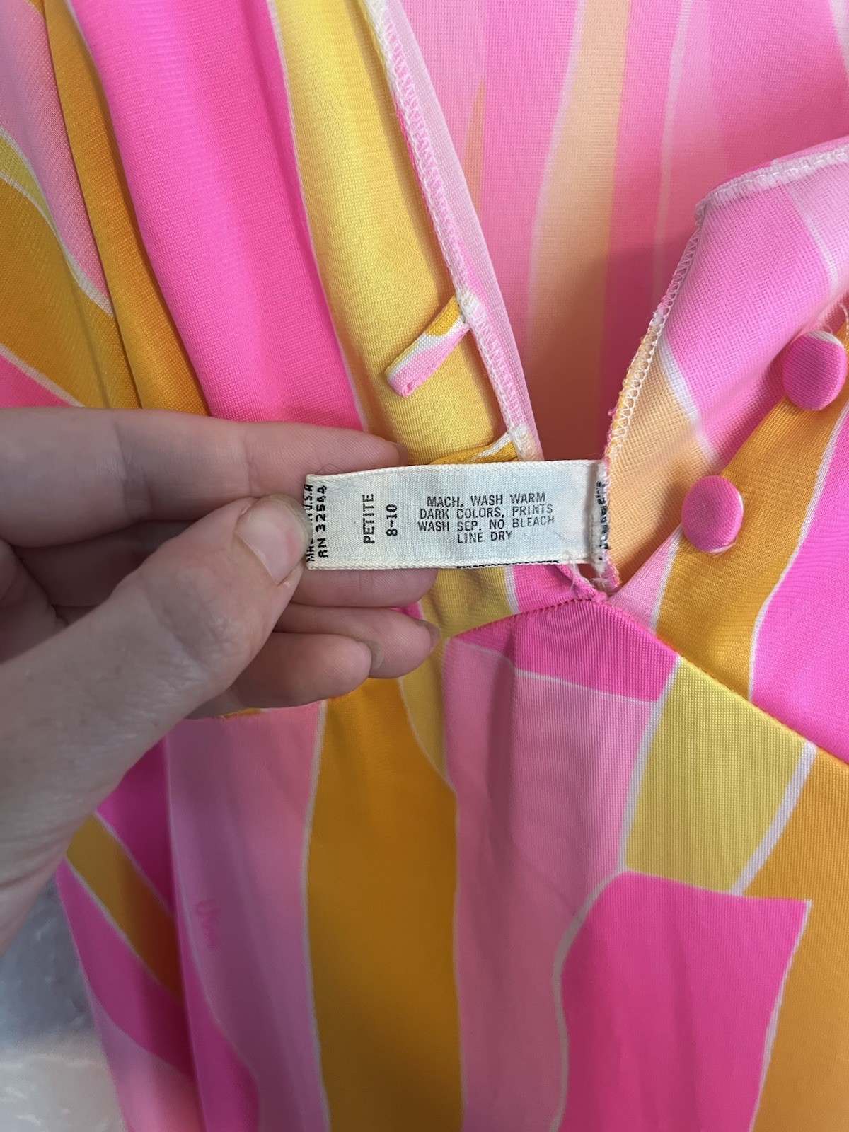Vintage Vera for Formfit Rogers Maxi Slip Dress Sz Small (8-10) Pucci Print Pink