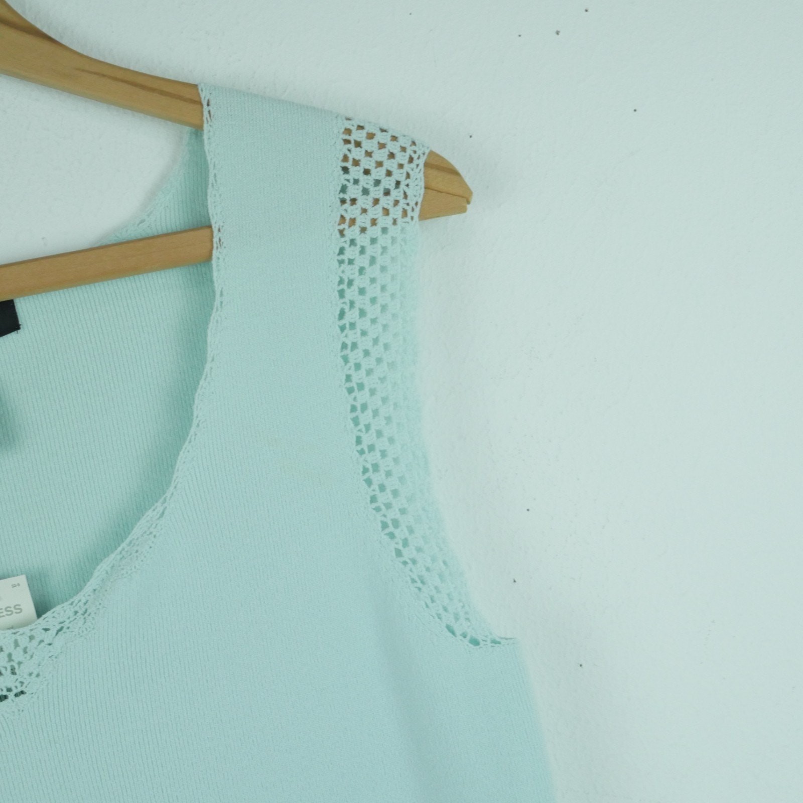 Express Large Tank Top Pastel Blue Knit Coquette 90s Express Dainty Feminine VTG