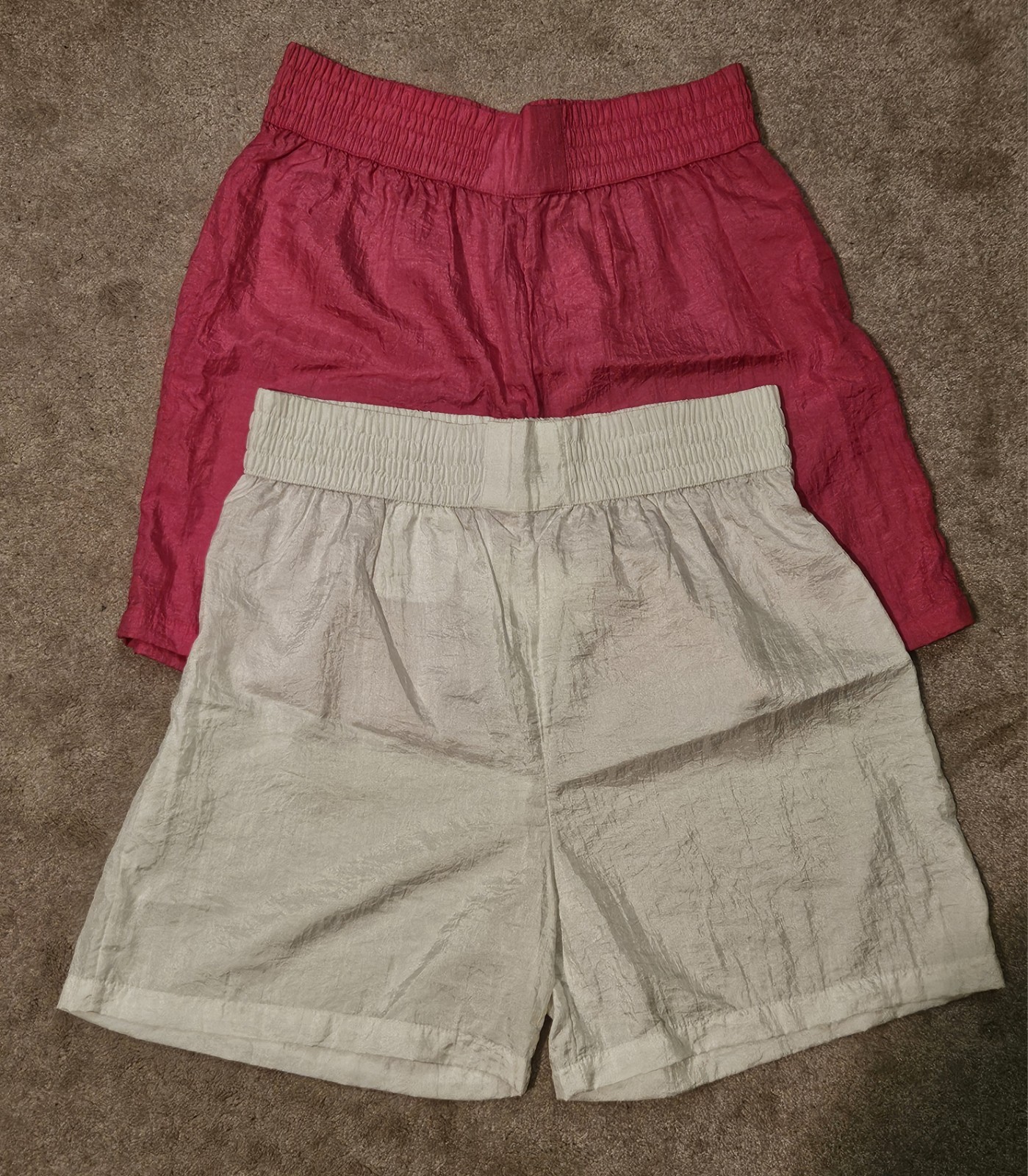 NEW Vintage Hanes Her Way Activewear Nylon Shorts Two Pair Pink White XL