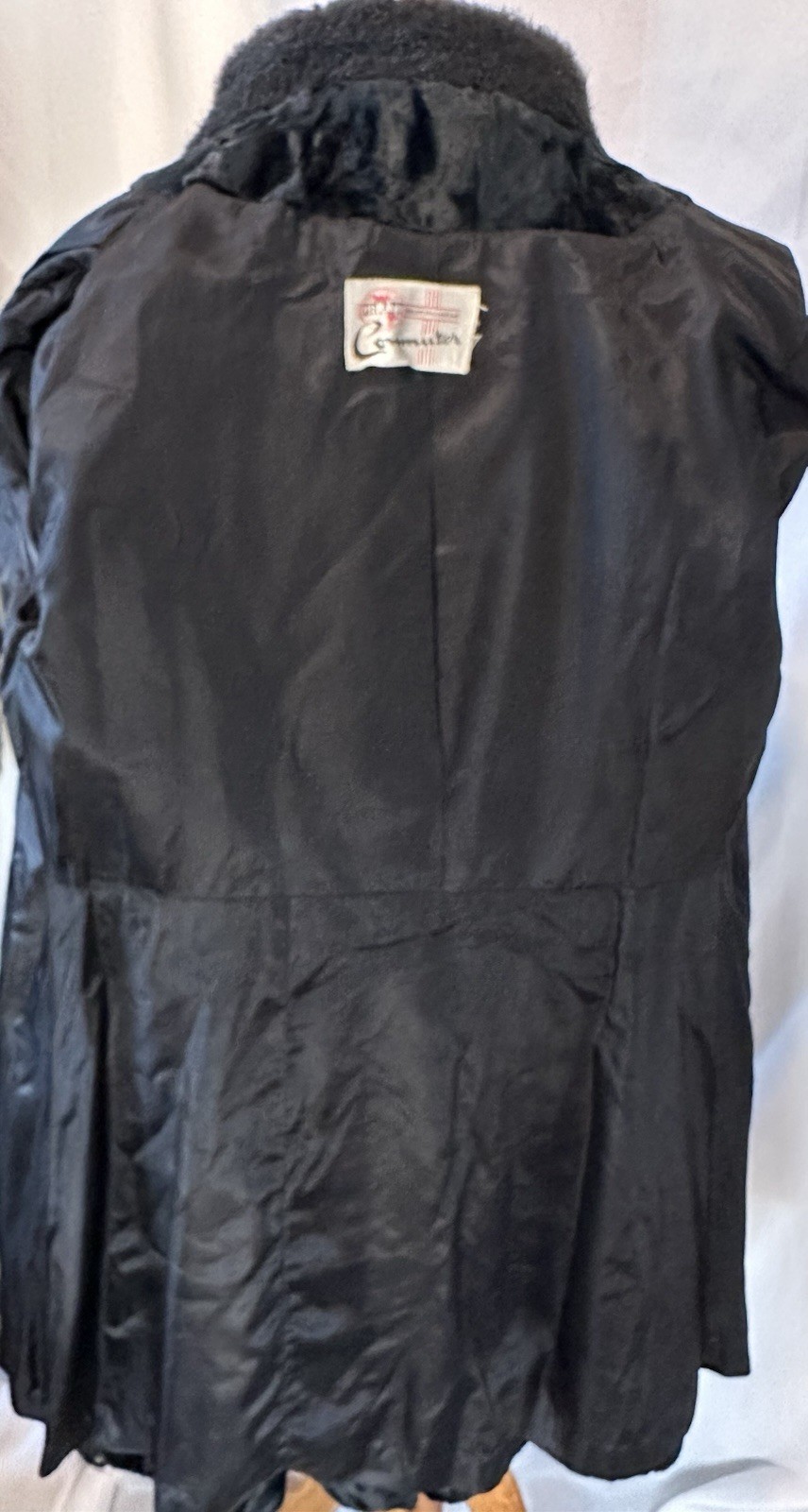 Vintage Graff CaliforniaWare Commuter Black Faux Fur Jacket Sz S